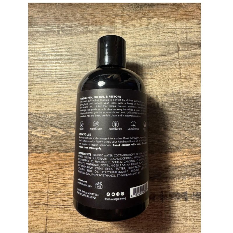 BAHAWAT Beard Wash - Barbershop - 8 fl. oz. - Sulfate free - with biotin, provitamin B5, Blackseed oil, Jojoba Oil, Natural Ingredients for a Gentle, Deep Cleanse-Strengthening Wash