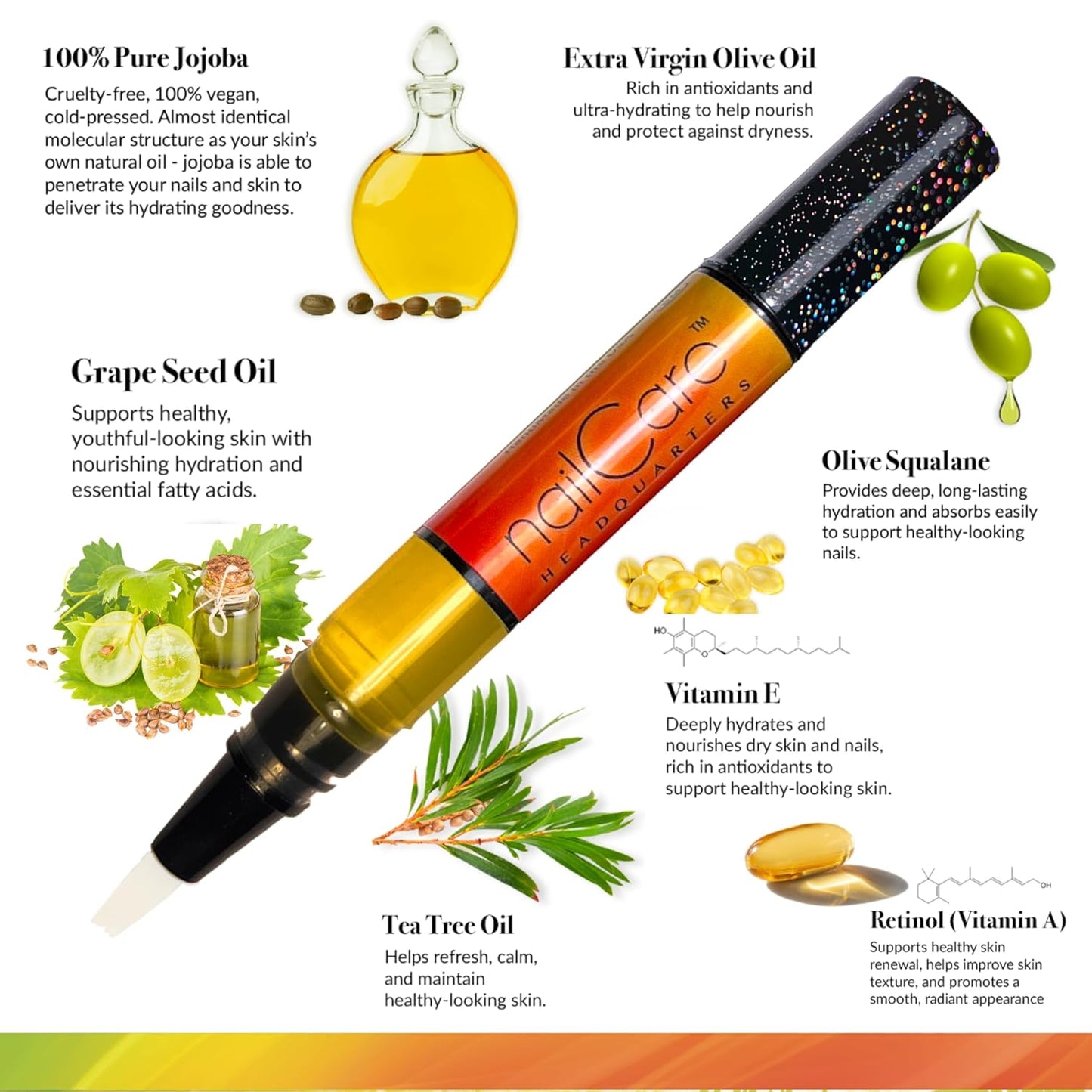 Bliss Kiss Cuticle Oil Pen - Bali Mango Jojoba Nail Growth Oil for Softer Cuticles | TSA Friendly | 2ml
