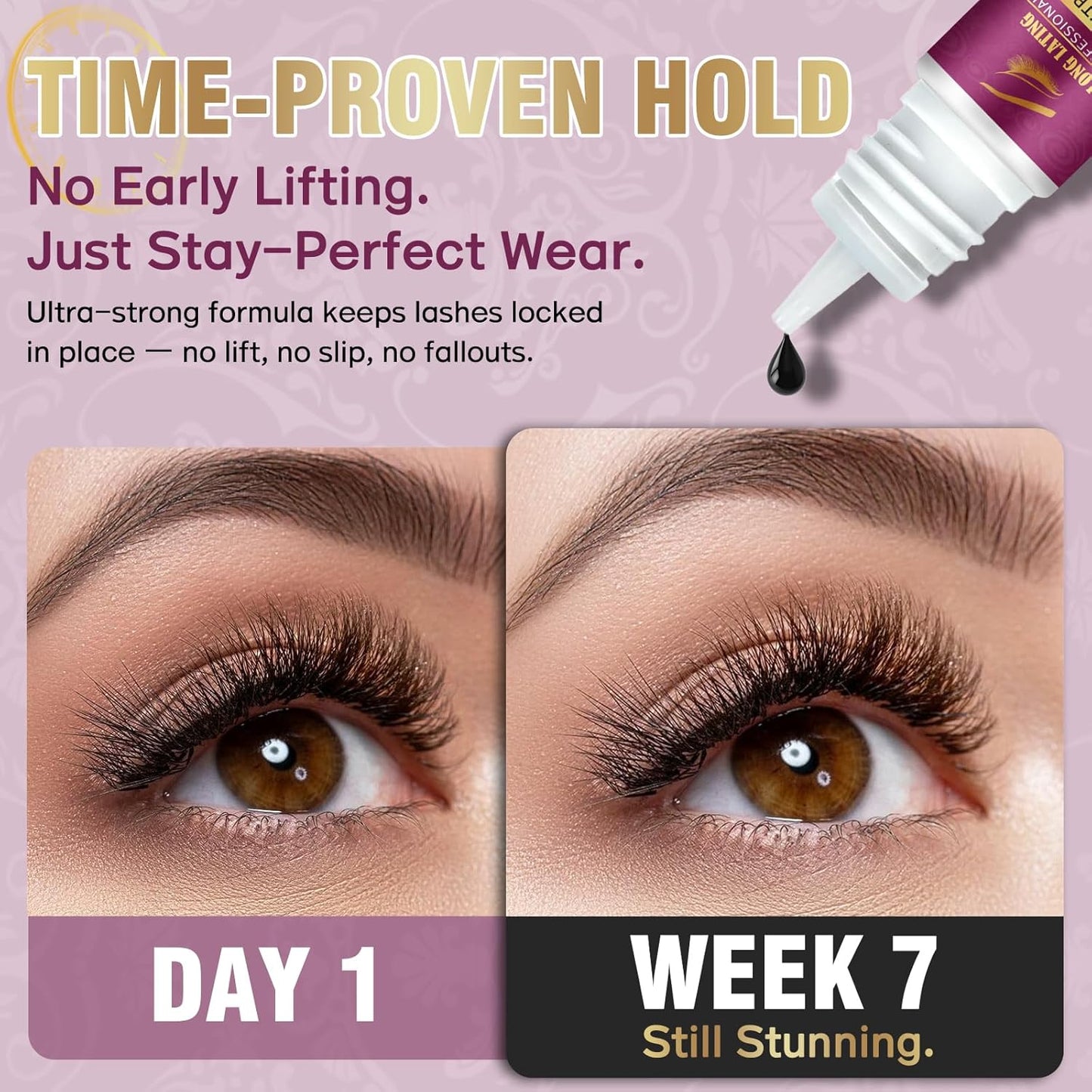 Sensitive Lash Extensions Glue - Fast Dry, Strong Hold, Low-Fume Waterproof Adhesive | 5ml, No-Irritation for DIY & Professional Use