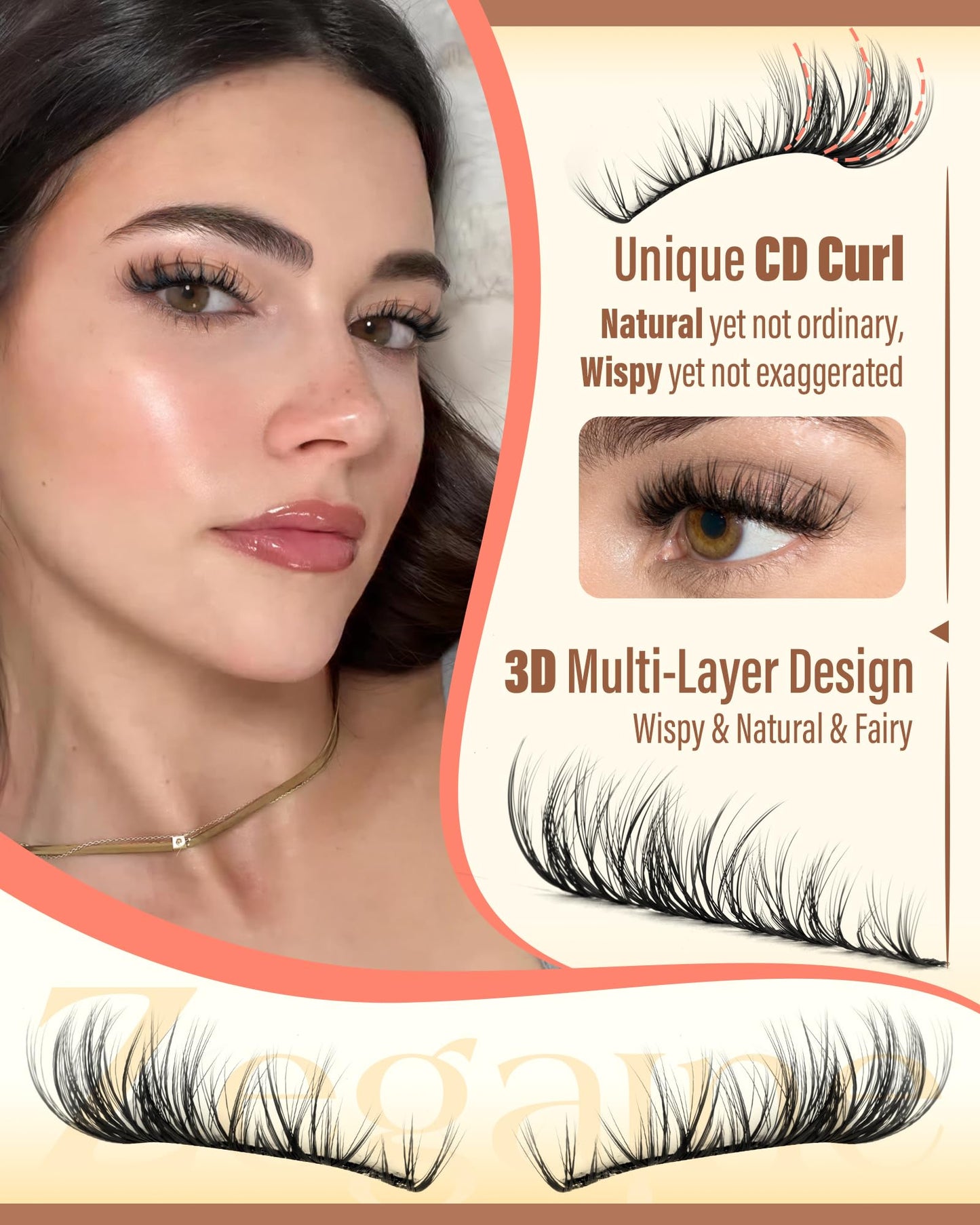 Spider Lashes Clusters Invisible Band Wispy Cluster Eyelash Extensions CD-Curly Fairy Breeze Eyelash Clusters Spider Lash Clusters Natural Cluster Lashes Wispy Individual Lashes 10-16MM by Zegaine