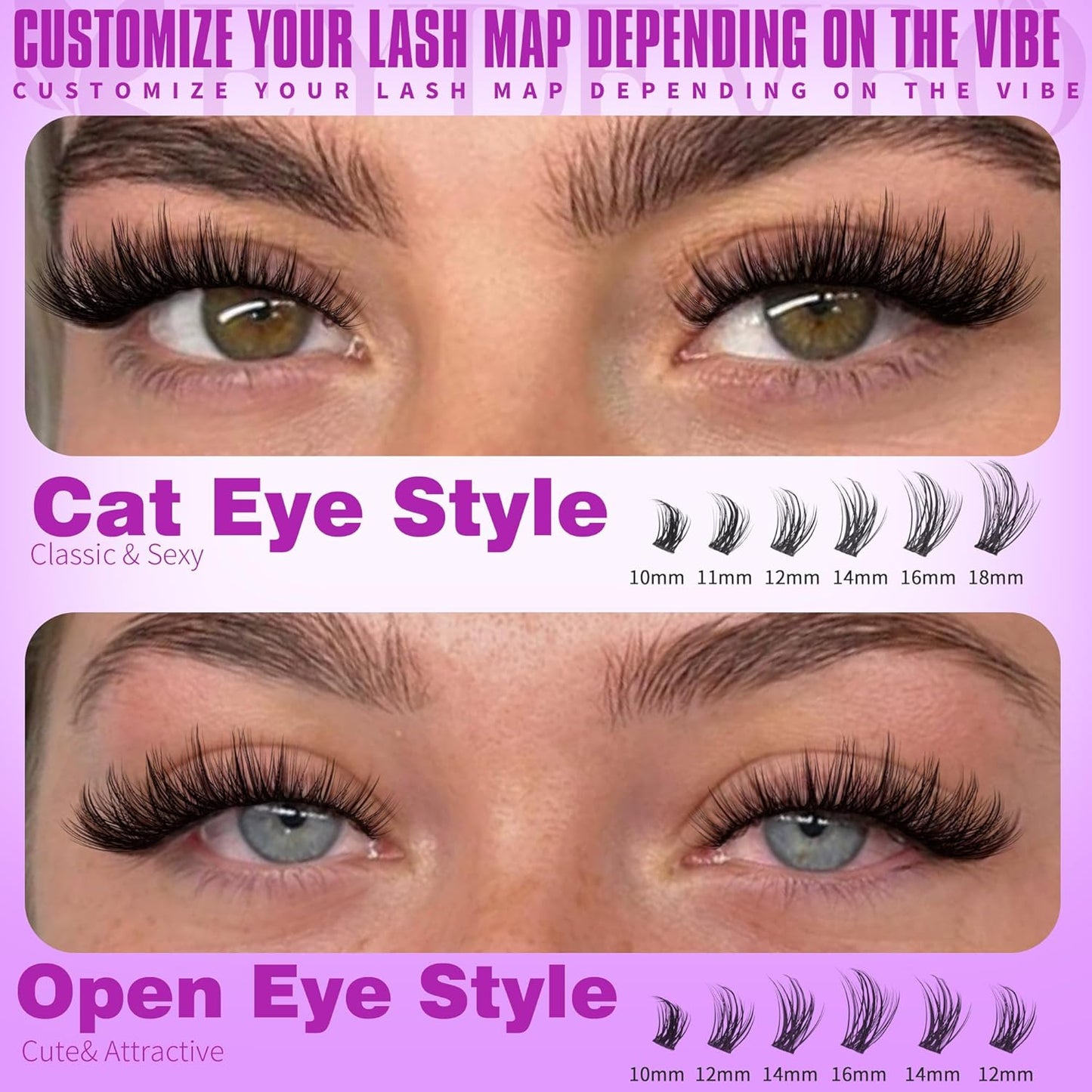 Wispy Lash Clusters - Natural 9-18mm Eyelash Extensions | 192 Pcs CD Curvature Individual Lashes for DIY Application