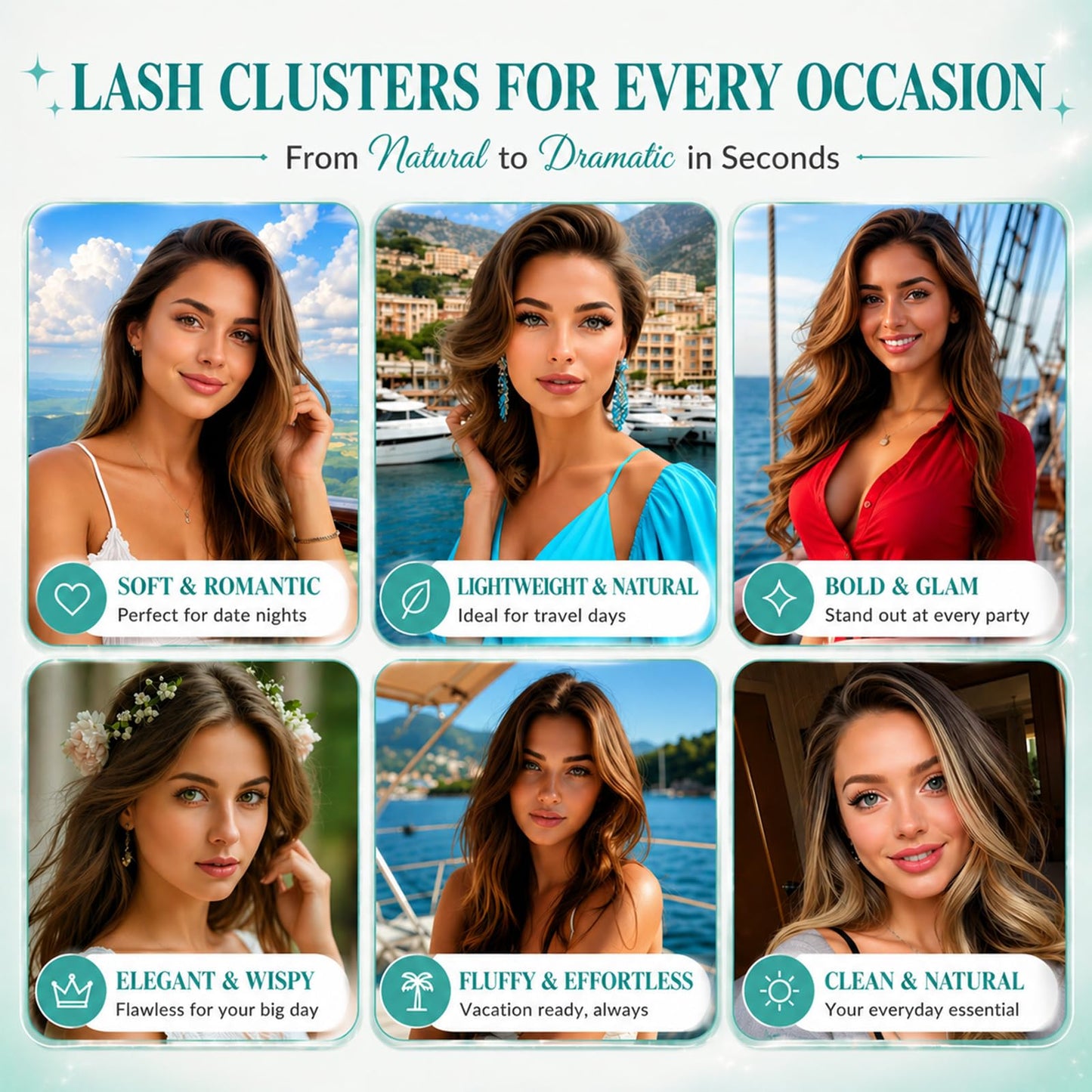 Lash Clusters Kit, 600 Pcs Eyelashes Lash Clusters D Curl 9-16mm, Individual Fluffy False Eyelashes Extensions with Tools, Perfect for Daily Wear and Dating (30D+40D+50D+60D+80D+100D Kit)