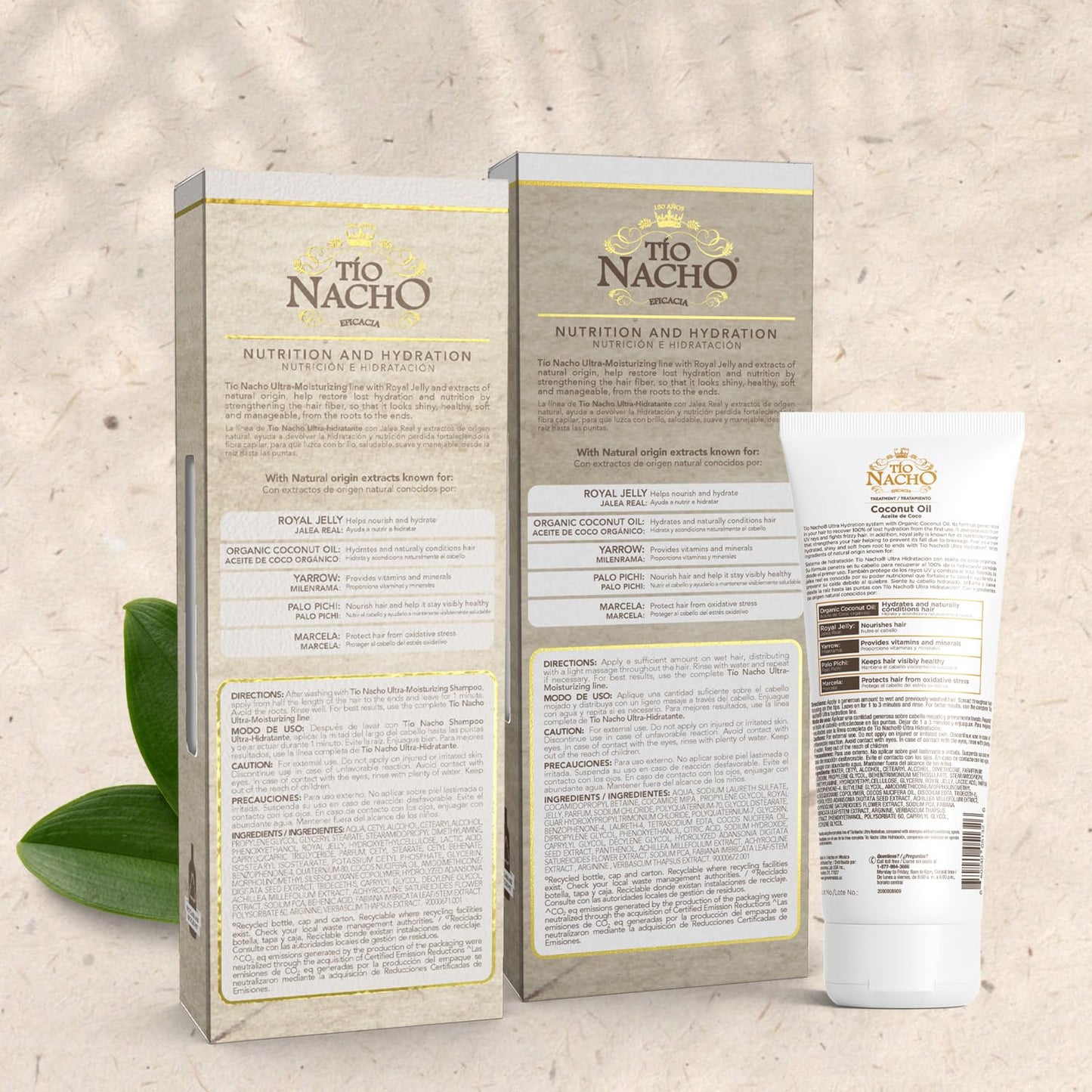 Tio Nacho Ultra-Moisturizing Shampoo, Conditioner and Treatment Set with Royal Jelly and Coconut Oil – Hydrating Hair Care for Dry Hair, Frizz Control & Anti Hair Loss (3pc Bundle)