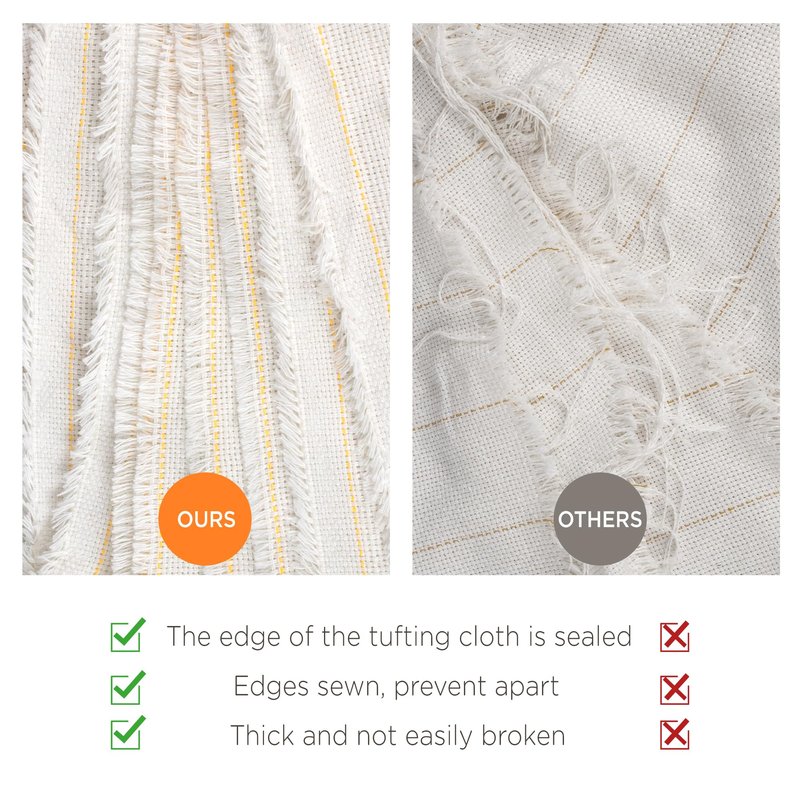 80” x 80” Large Tufting Cloth for Tufting Gun, Primary Tufting Cloth with Marked Lines, Durable Monks Cloth for Punch Needle, Edges Sewn for DIY Crafts
