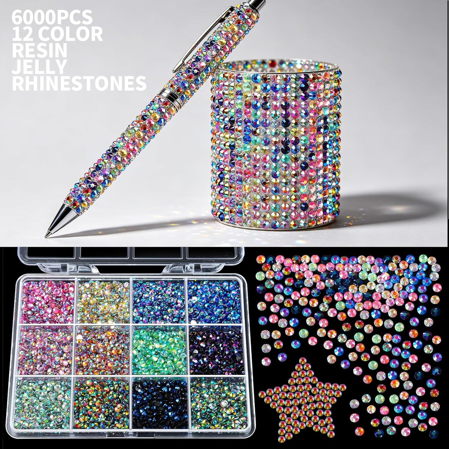 Bedazzling Rhinestone Kit - 25000PCS Multicolor AB 3mm Flat Back Gems for Crafts | Includes 3PCS Jewelry Glue
