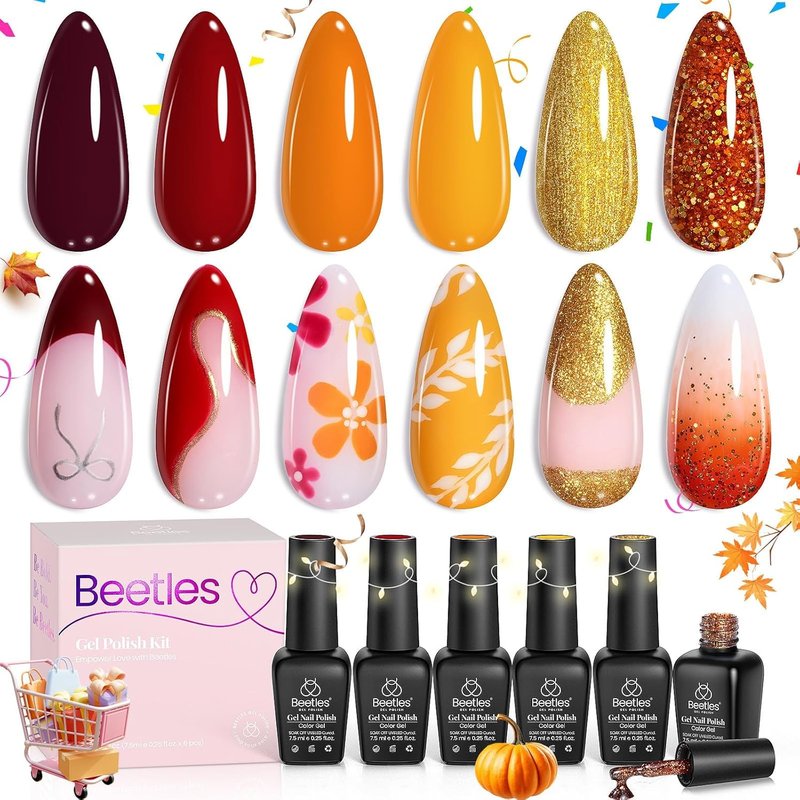 Beetles Gel Nail Polish Set - 6 Vibrant Colors for DIY Nail Art | UV/LED Compatible Manicure Kit