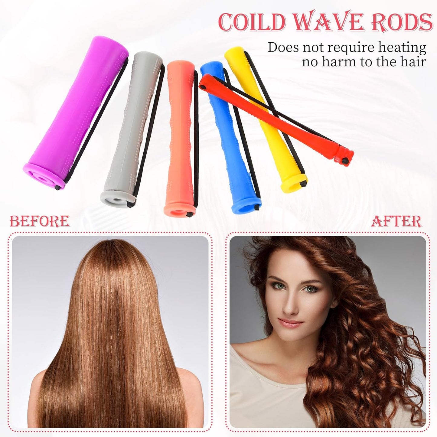 48 Pieces Hair Perm Rods - Short Cold Wave Curling Rollers with Steel Pintail Comb | 6 Sizes, 6 Colors