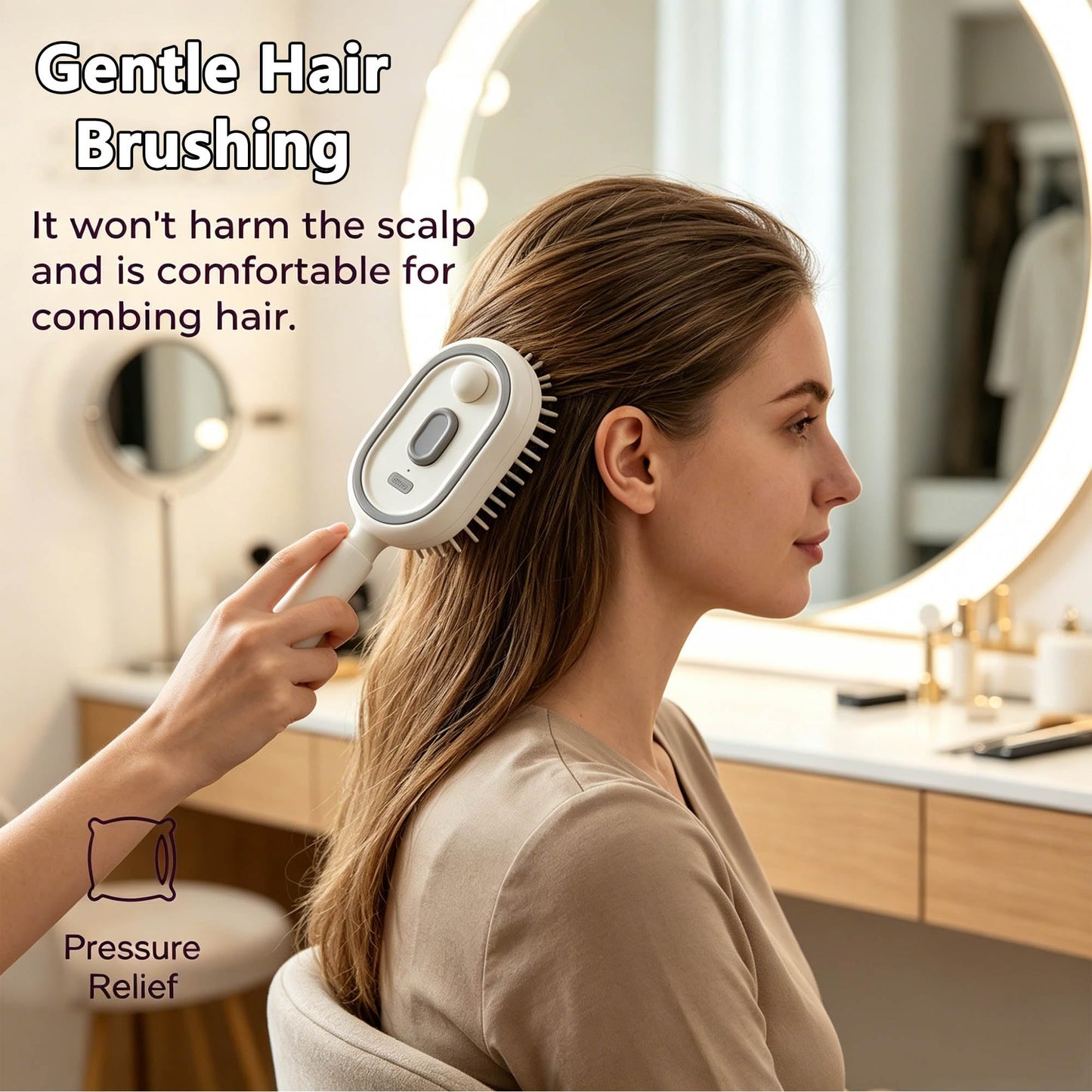 Electric Spray air Cushion Massage Comb, Electric Spray Air Cushion Brush, Self-Cleaning Anti-Tangle Hair Brush, Rechargeable Scalp Comb for Frizz Control, Smooth Shine & Daily Care (White)