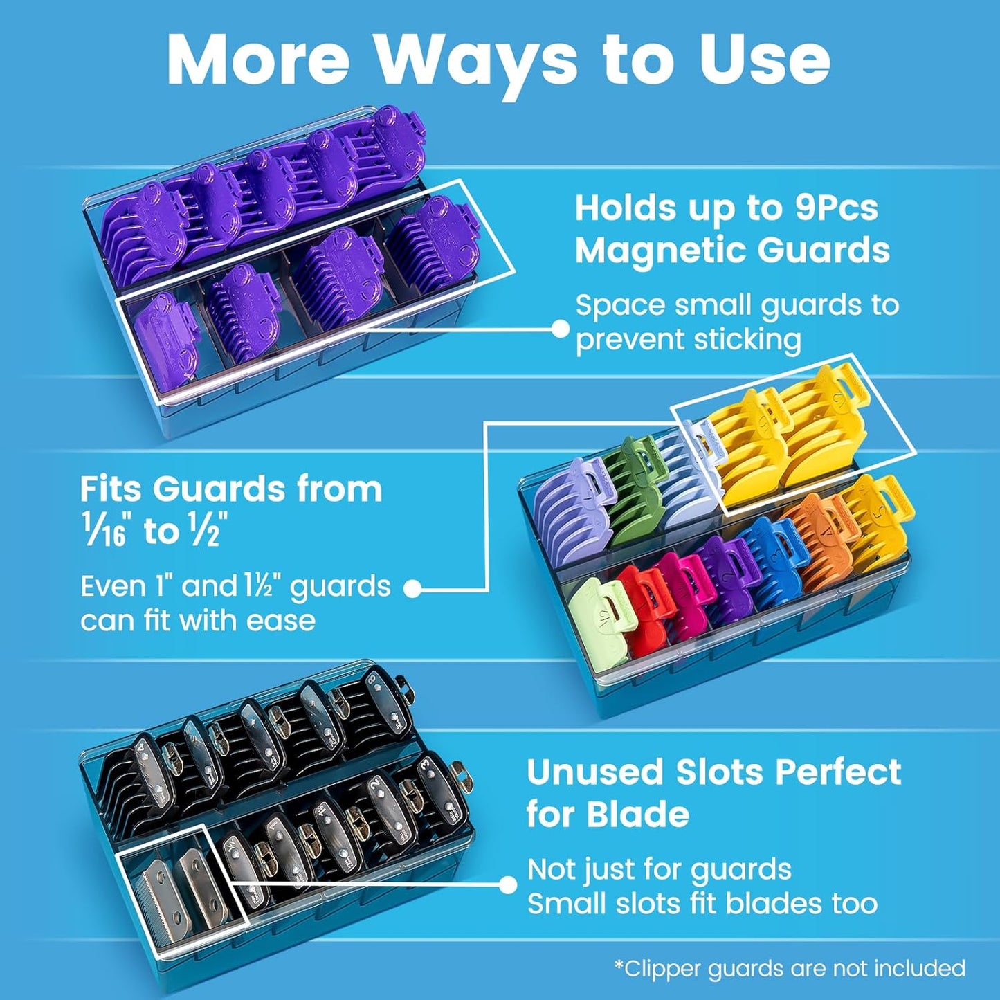 Clipper Guard Holder Organizer - 12 Slot Design, Durable PC Material