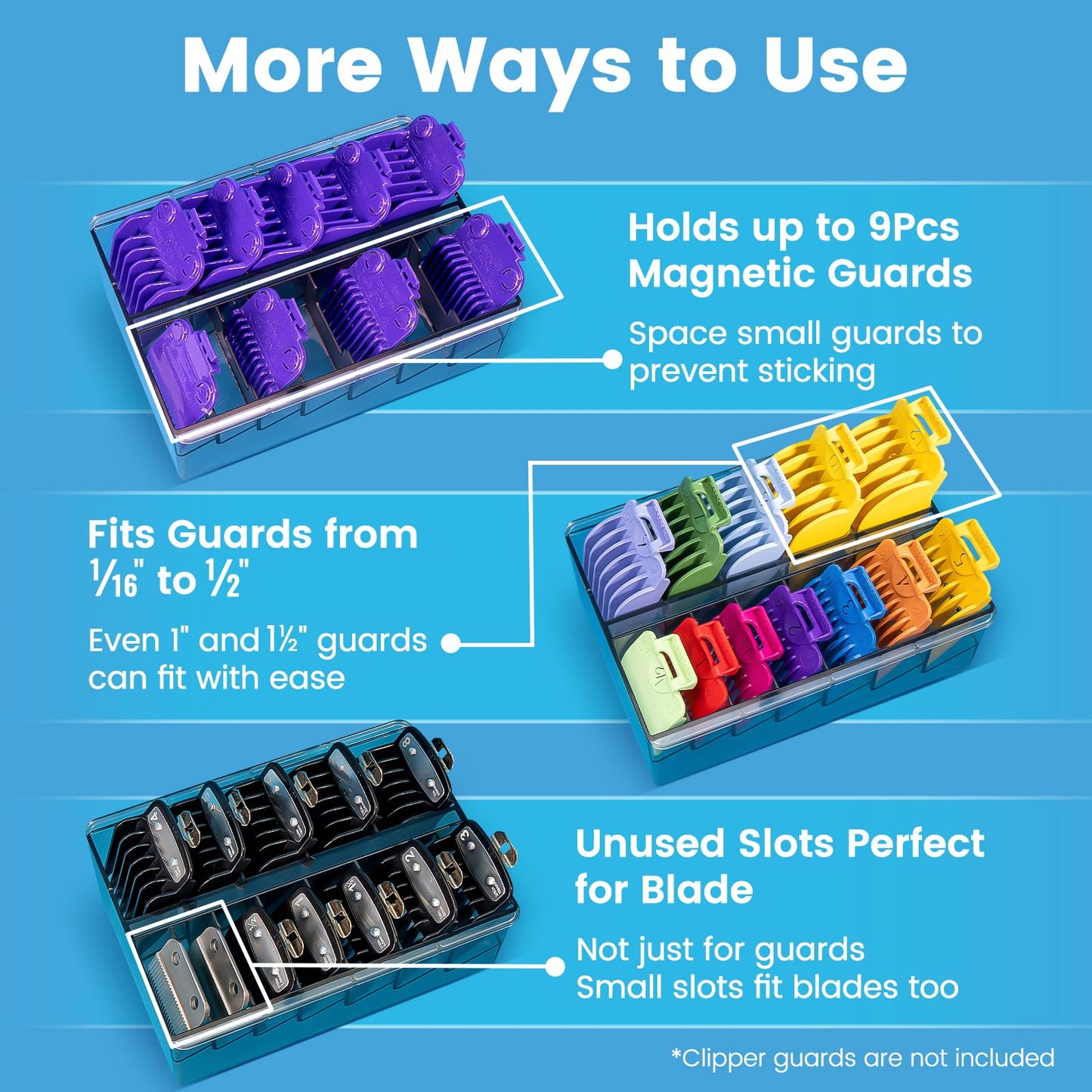 Perfitech Clipper Guard Holder Organizer with 12 Slots, Sturdy PC Material