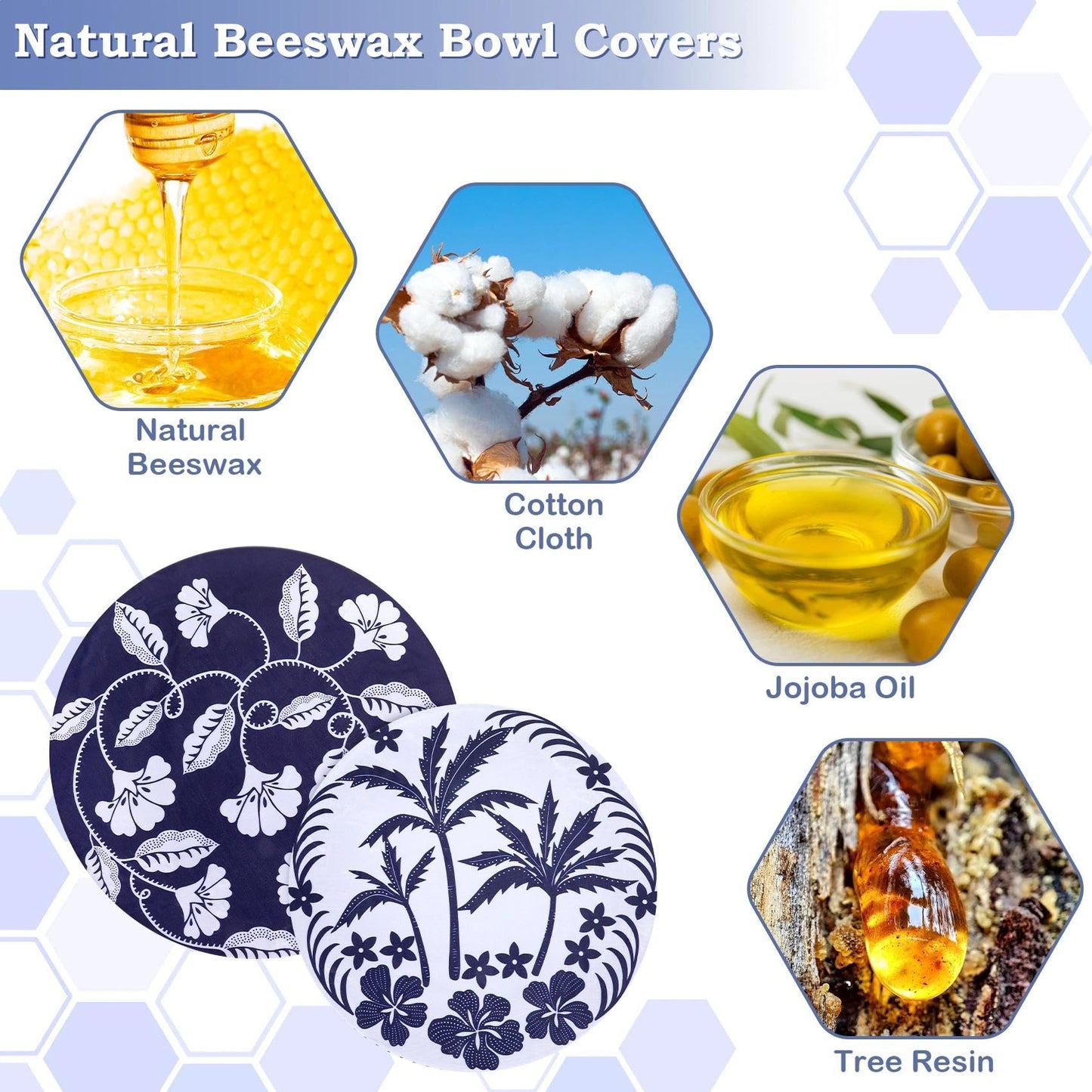 Revahope 2 Large Reusable Beeswax Bowl Covers for Bread Proofing, 10/12 Inch Elastic Beeswax Wraps Cotton Cloth Sourdough Bowl Covers for Proofing Baskets, Mixer Bowls, Food Storage Containers