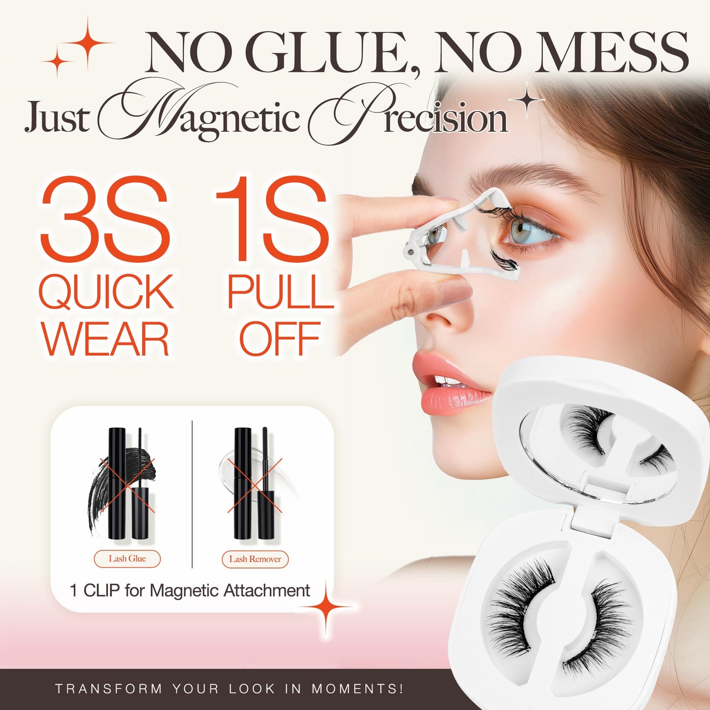 LASHVIEW Upgrade Magnetic Eyelashes with Applicator,Reusable Soft Magnetic Eyelashes Natural Look, No Glue Needed,Easy to Wear and Remove,RC24P（Dark Brown）
