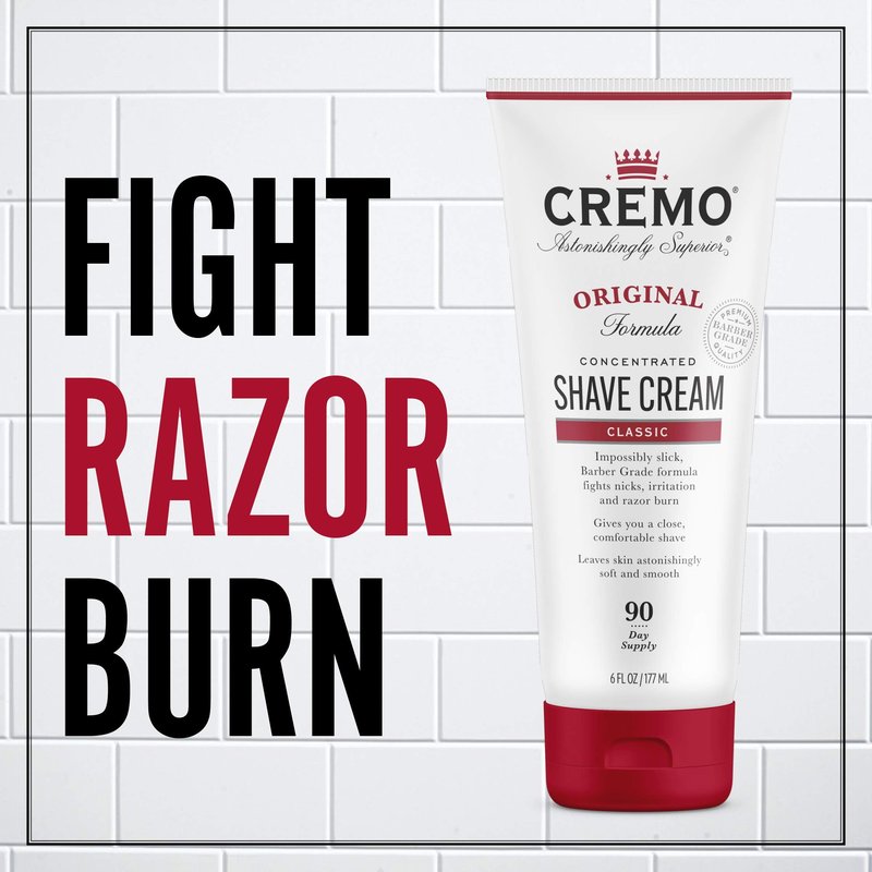 Cremo Astonishingly Superior Razor Refills, (4 Pack) & Barber Grade Original Shave Cream, Astonishingly Superior Ultra-Slick Shaving Cream for Men, Fights Nicks, Cuts and Razor Burn, 6 Fl Oz