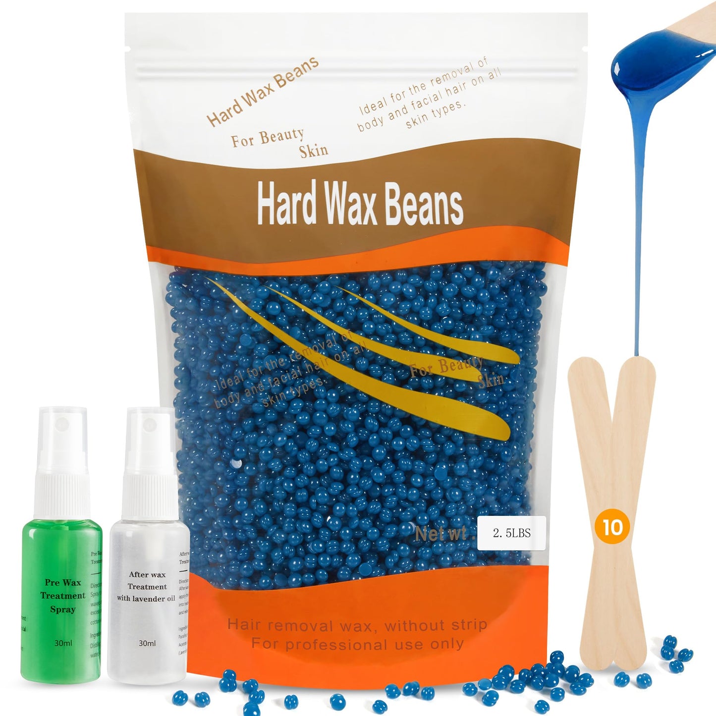 Sunvivi Hard Wax Beads for Hair Removal, 2.5 lb Wax Beads for Sensitive Skin, Coarse & Fine Hair Stripless Wax Beads for Bikini Brazilian Legs Face At Home Waxing
