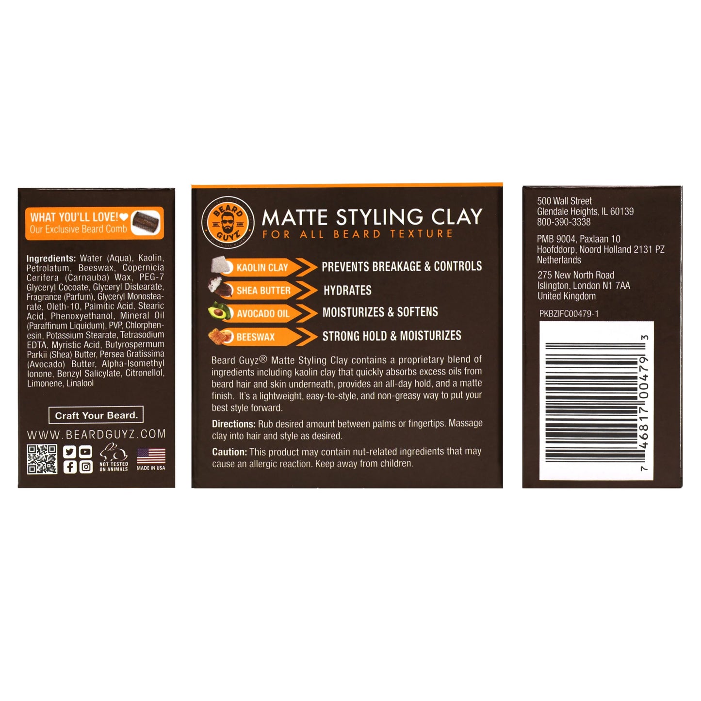 Beard Guyz Matte Styling Clay – Strong‑Hold for Beard & Hair – Natural Texture & Matte Finish Styling Clay for Men’s Grooming, 3 oz