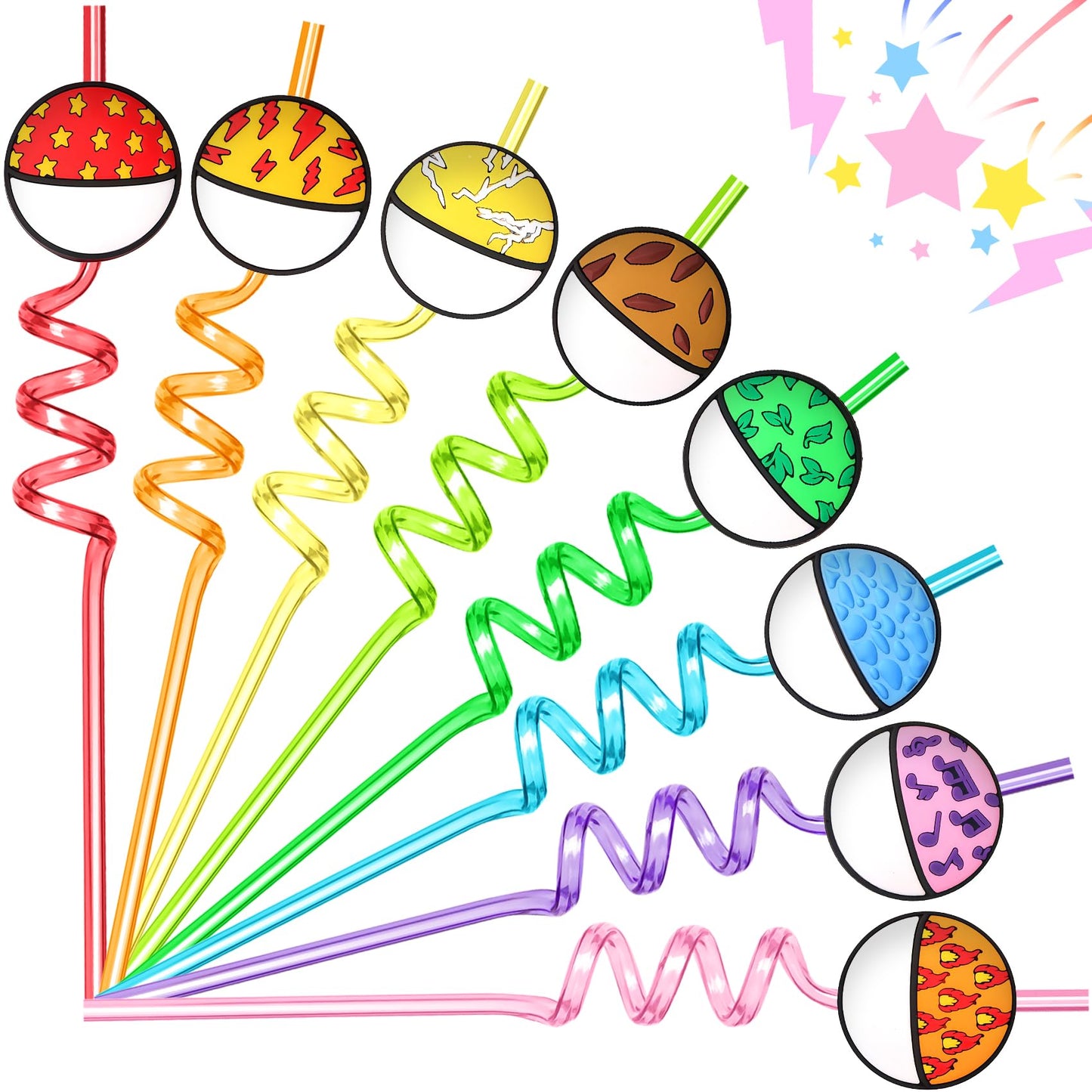 Joyhaven 24Pcs Cartoon Animation Party Favors Straws Birthday Decorations Goodie Bags Stuffers Gift Bags for Birthday Party Supplies Gifts Pinata Fillers