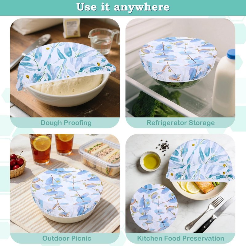 Revahope 2 Large Reusable Beeswax Bowl Covers for Bread Proofing, 10/12 Inch Elastic Beeswax Wraps Cotton Cloth Sourdough Bowl Covers for Proofing Baskets, Mixer Bowls, Food Storage Containers