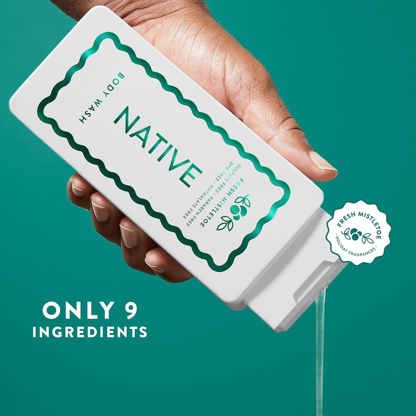 Native Body Wash - Holiday Edition Fresh Mistletoe Scent | Sulfate & Paraben Free, 18 oz for Soft, Hydrated Skin