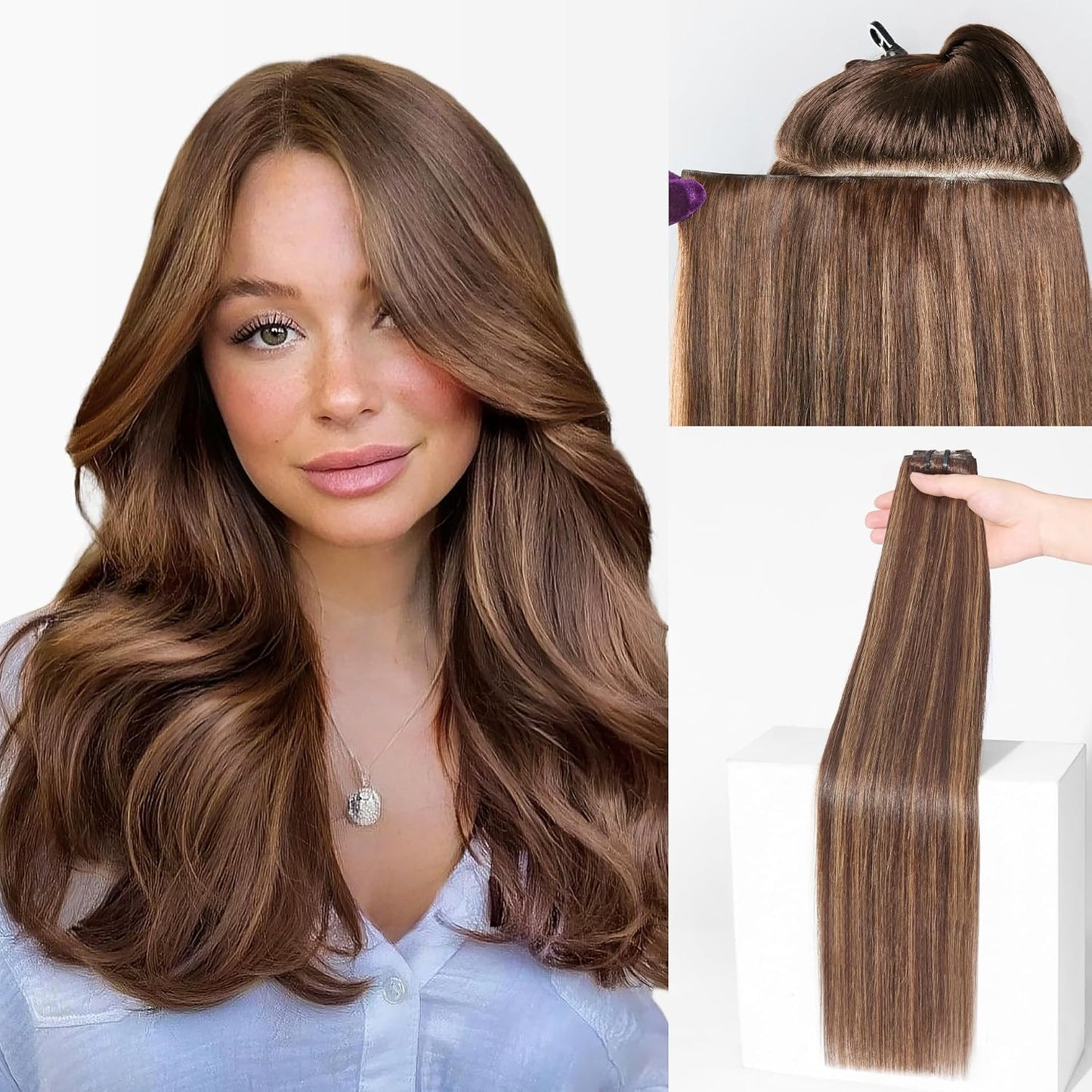 Invisible Messy Curly Clip-In Hair Extensions - Real Human Hair for Women | 14 Inch, 110g, 6 Pcs, Remy Hair