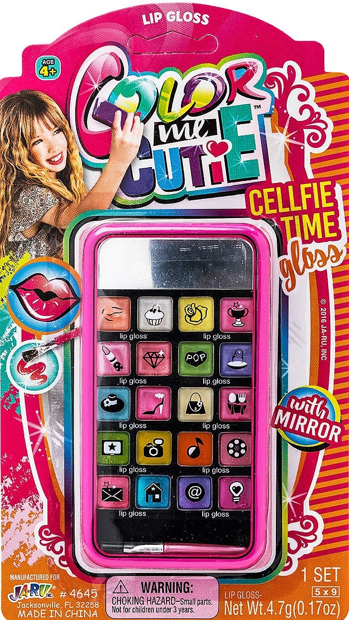 JA-RU Kids Makeup Beauty Toy Kit for Girls (1 Makeup Set) Cell Case with Mirror, Brush and Eyeshadow Palette. Real Washable & Non Toxic Cosmetic. Birthday Princess Party Gifts & Kids Toys. 4645-1