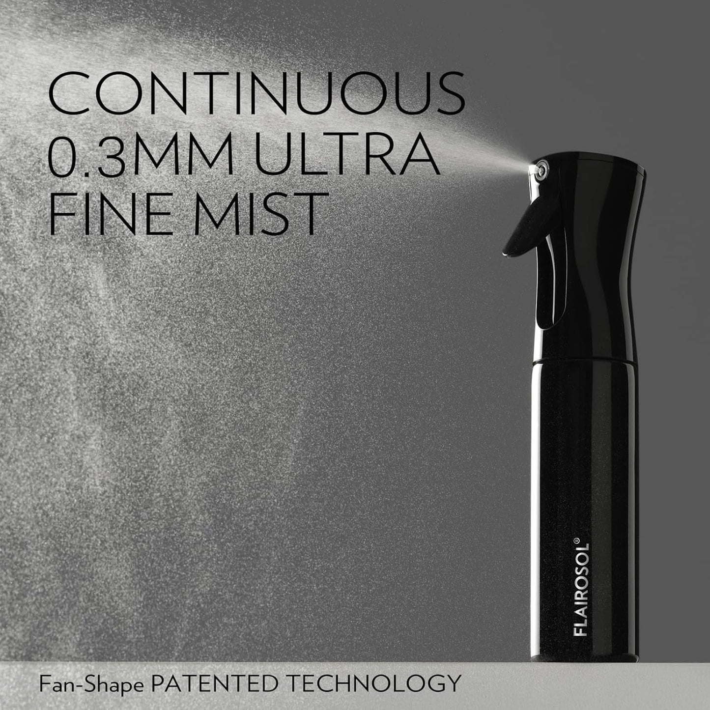 FLAIROSOL Continuous Spray Bottle - Ultra Fine Mist Hair & Plant Mister | 10.1oz/300ml, Black