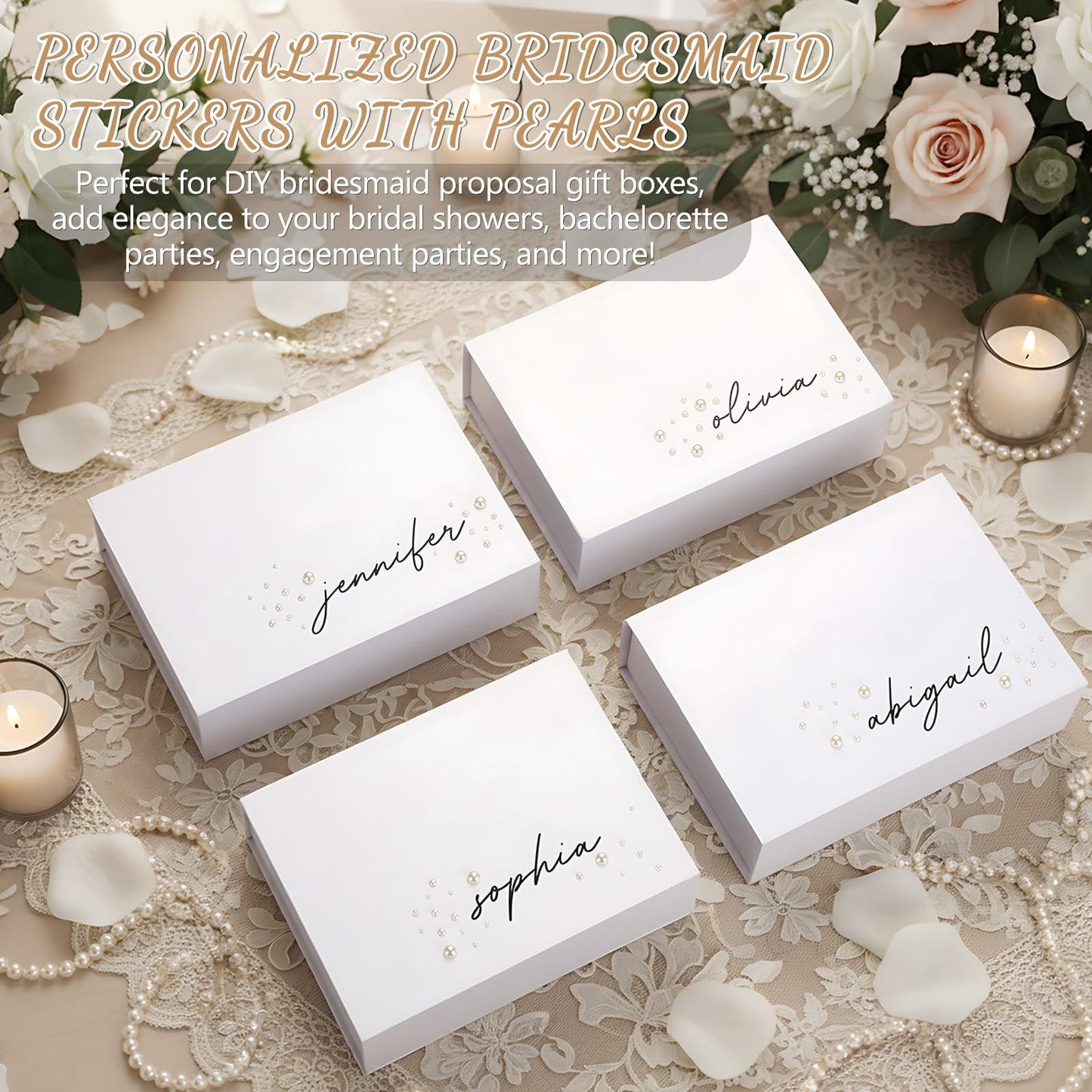 YooNotee Personalized Will You Be My Bridesmaid Sticker with Name Pearl Decal Vinyl Proposal Decal Custom Name Decals DTF Transfer for Bridesmaids Box Bridal Shower Wedding Bachelorette Party