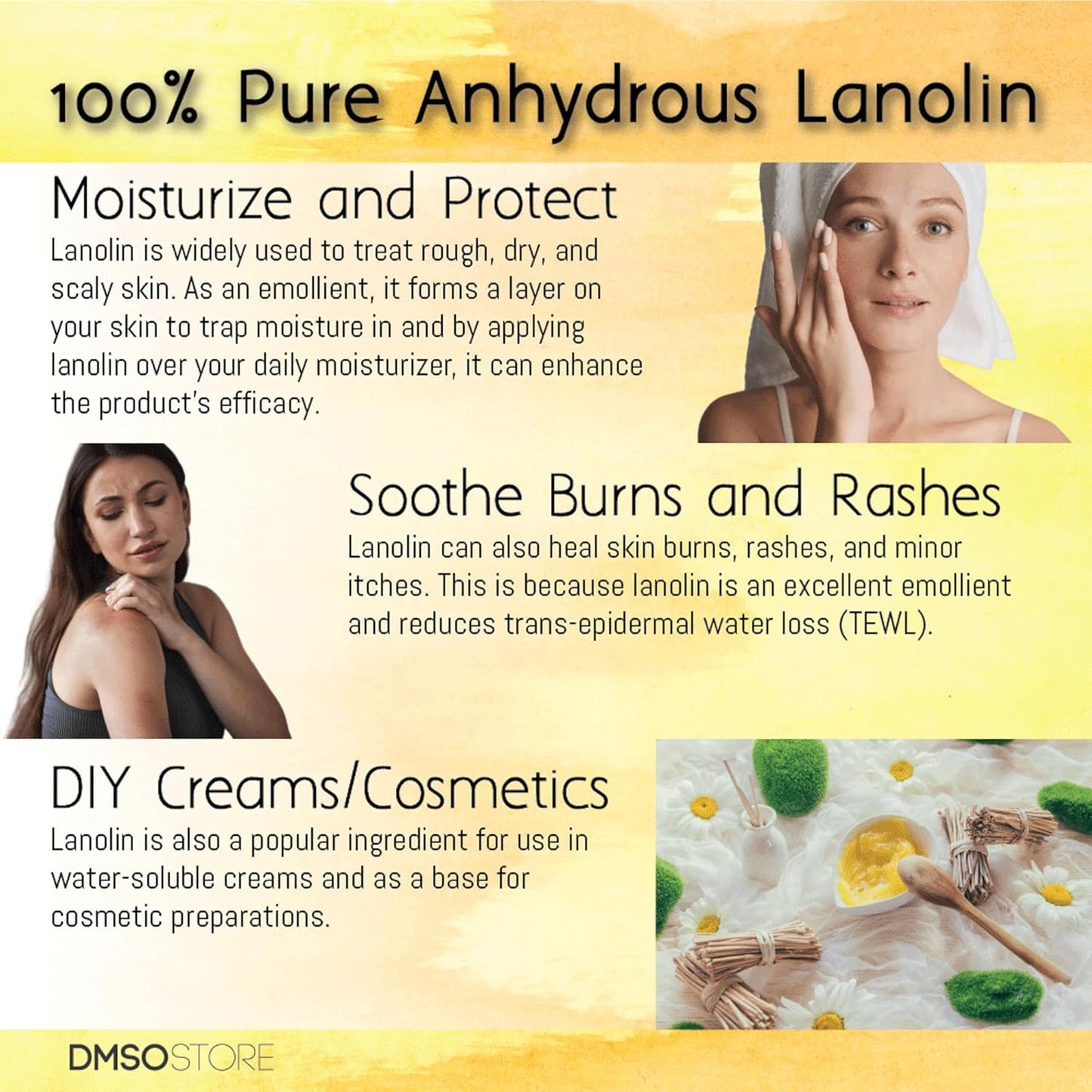 Lanolin - 100% Pure Unrefined Sheep Wool Skin Moisturizer | USP Grade, Anhydrous, 1 lb