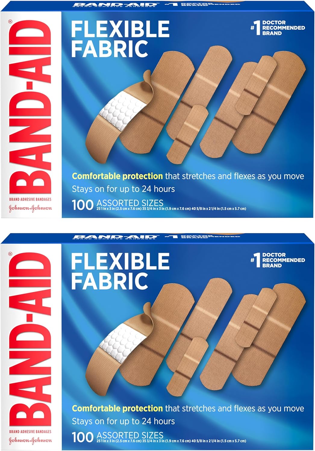 Flexible Fabric Adhesive Bandages - Comfortable Sterile Wound Care for Cuts & Scrapes | 100 Count