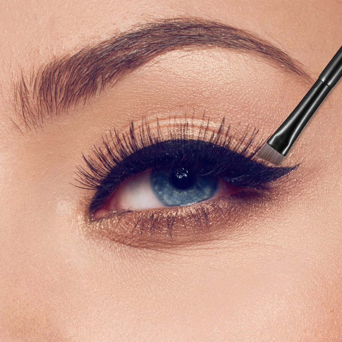 Etercycle Fine Angled Eyeliner Brush - Ultra Thin Slanted Flat Angle for Precise Application