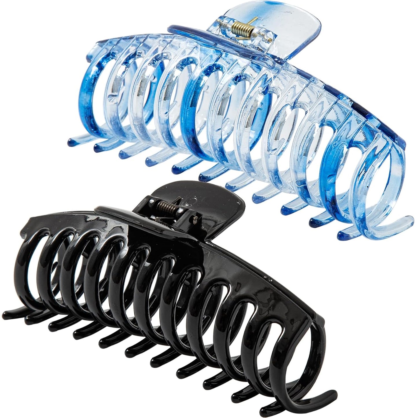 Jumbo Hair Clips for Thick Hair - Long Butterfly Accessories | 5.5 Inch, 2 Pack (Black & Clear)