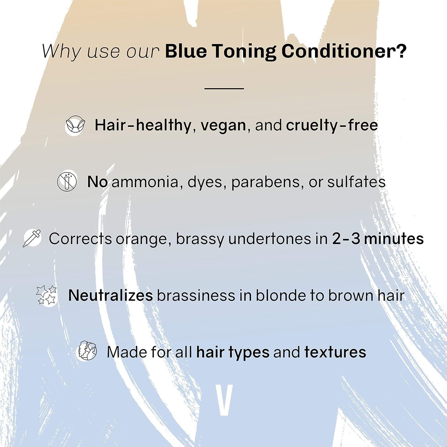 Blue Toning Conditioner - Neutralizes Brassiness for Blonde to Light Brown Hair - Hydrating Shea Butter & Coconut Oil - 8 oz