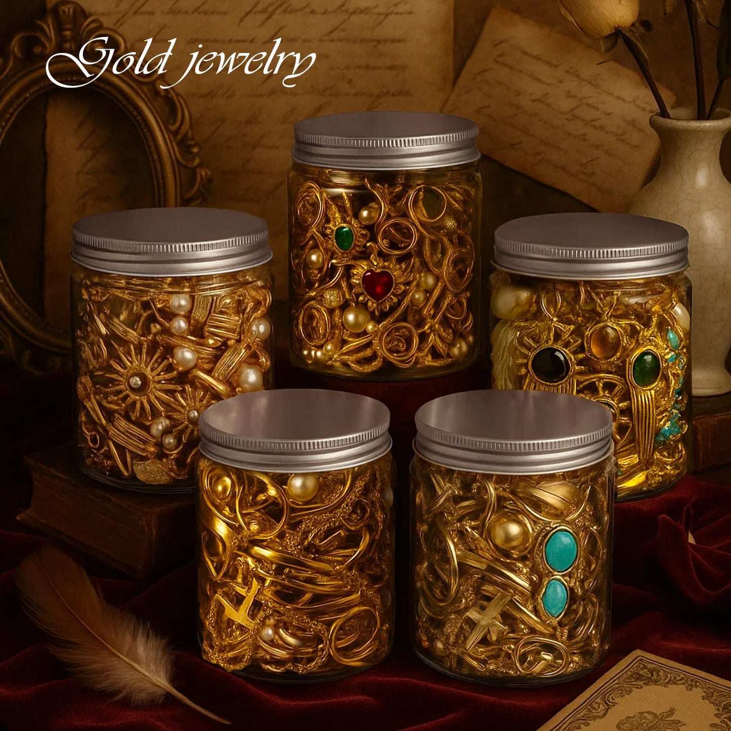 SMUOBT Mystery Box Gold Jewelry - 40-45 Piece Surprise Gold Tone Accessories Set for Women | Necklace, Bracelet, Earrings, Rings Collection for Party, Gift Idea