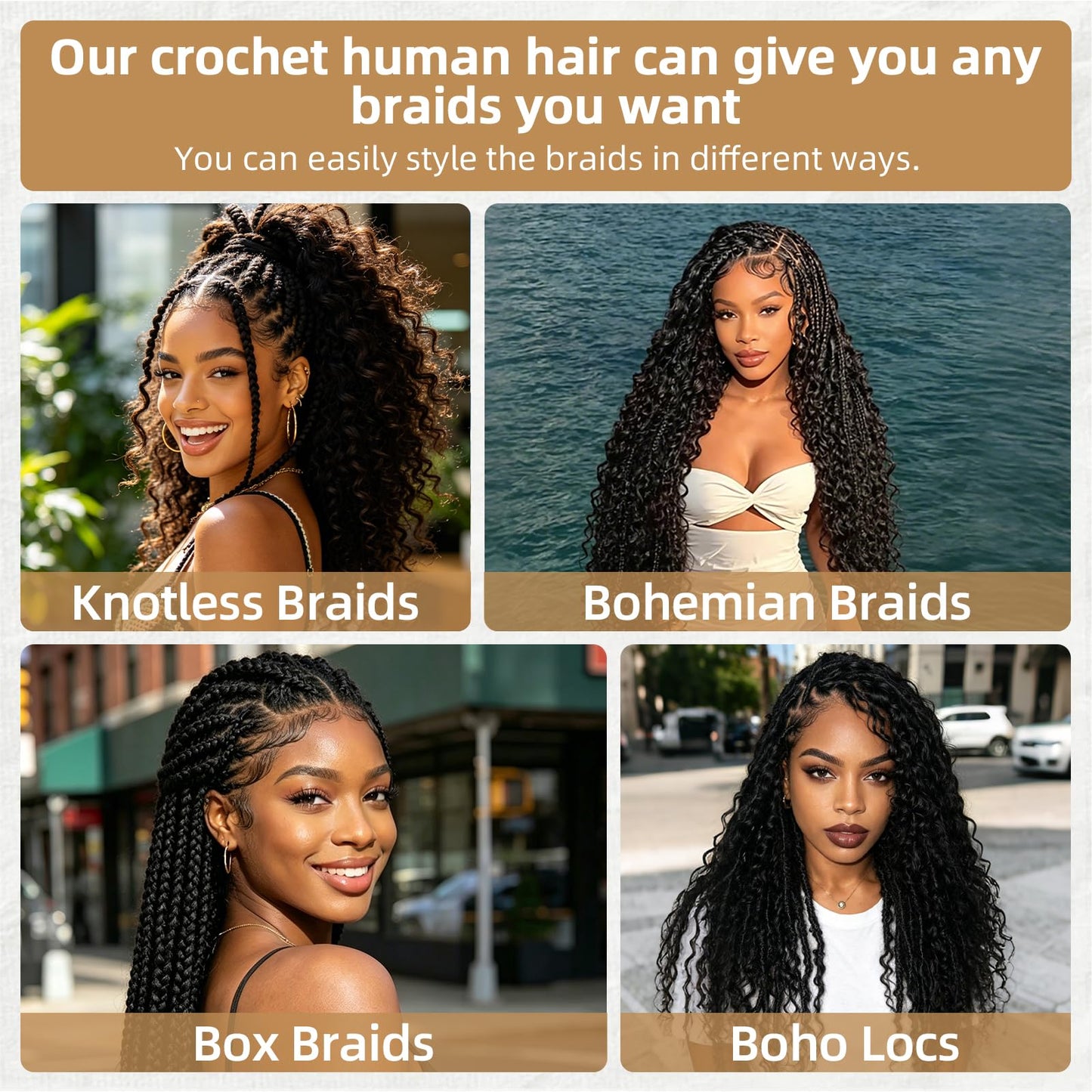 Human Crochet Hair for Black Women 20Inch 120g Pre Separated Deep Wave Hair