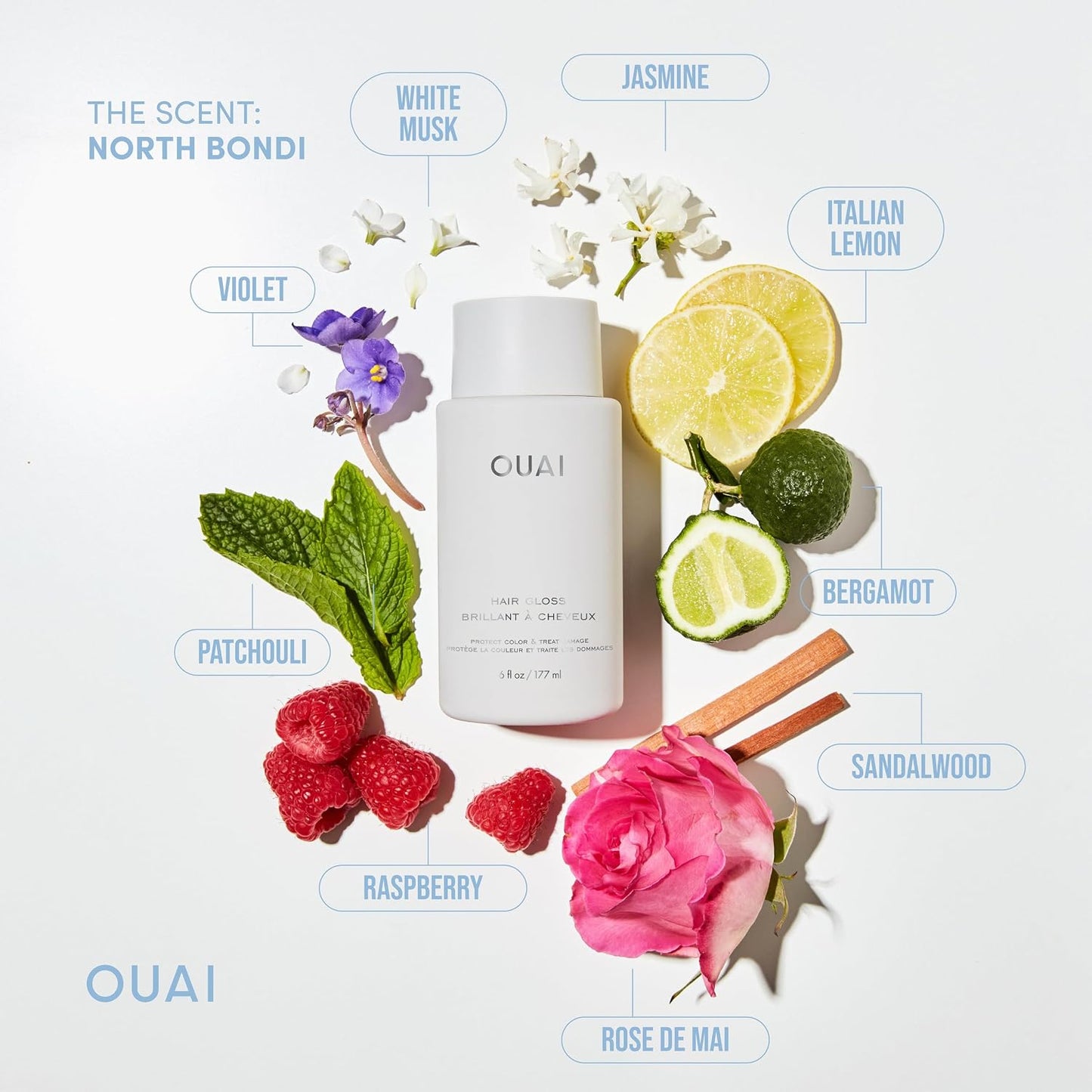 OUAI Hair Gloss Treatment - In-Shower Shine & Frizz Control | Heat Protectant with Hyaluronic Acid & Rice Water (6 Oz)