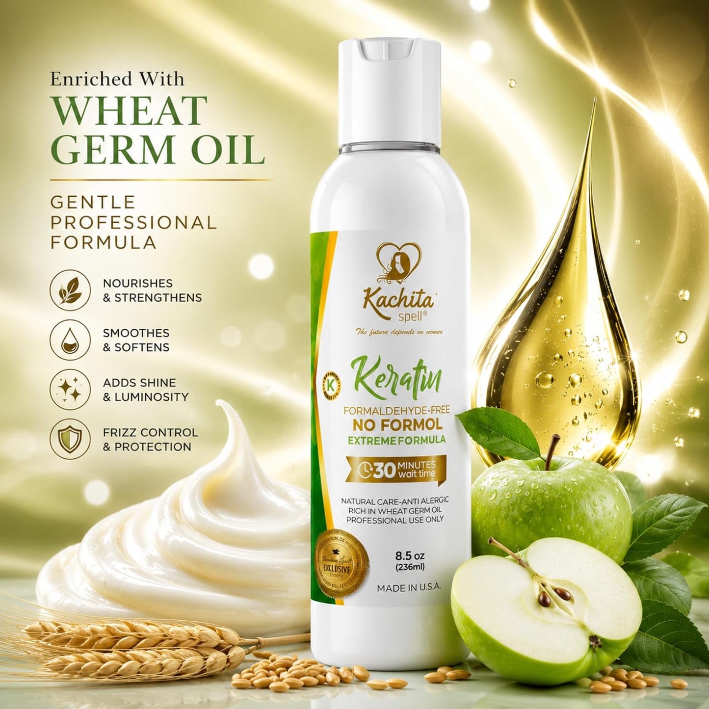 Brazilian Keratin Treatment - Formaldehyde Free Hair Straightener | 8 Fl Oz - Kachita Spell