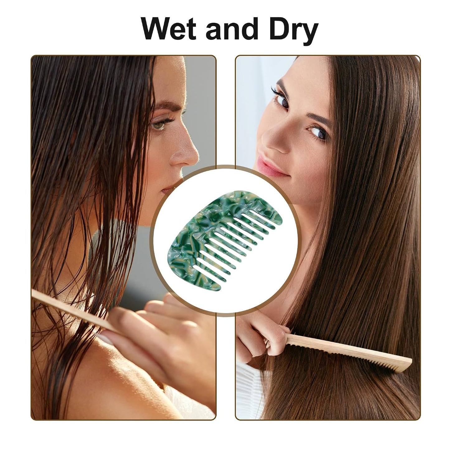 Wide Tooth Comb for Thick Curly Hair - Anti-Static Travel Comb | Emerald Green