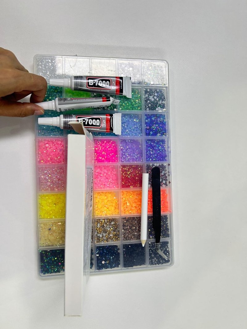 Zefy 40000 Pcs Resin Jelly Rhinestones - 3mm Flatback Gems for Crafting | 40 Colors & B7000 Glue Included