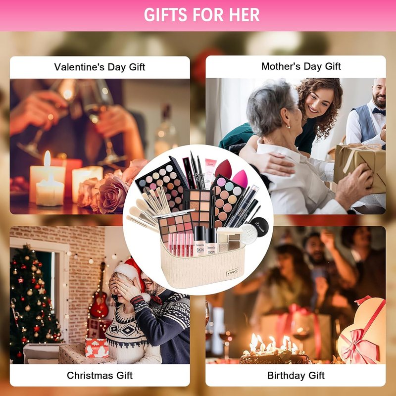 Makeup Kit for Women - Complete Essential Bundle with Eyeshadow Palette, Foundation, Eyeliner & Brushes | Perfect Gift Set for Teens & Girls