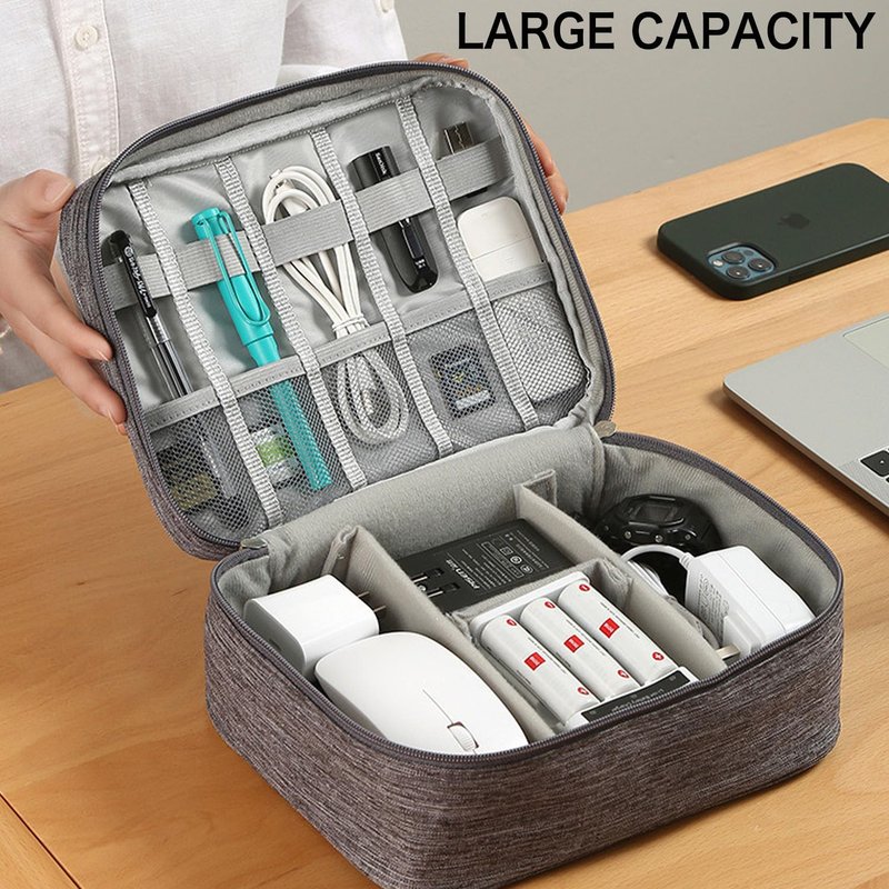 NWYRJO Organizer Case Small Electronic Devices USB Charger Accessories Case Portable Waterproof All-in-One Storage Bag for Cord, Charger, Flash Drive, Phone, Earphone (Black)