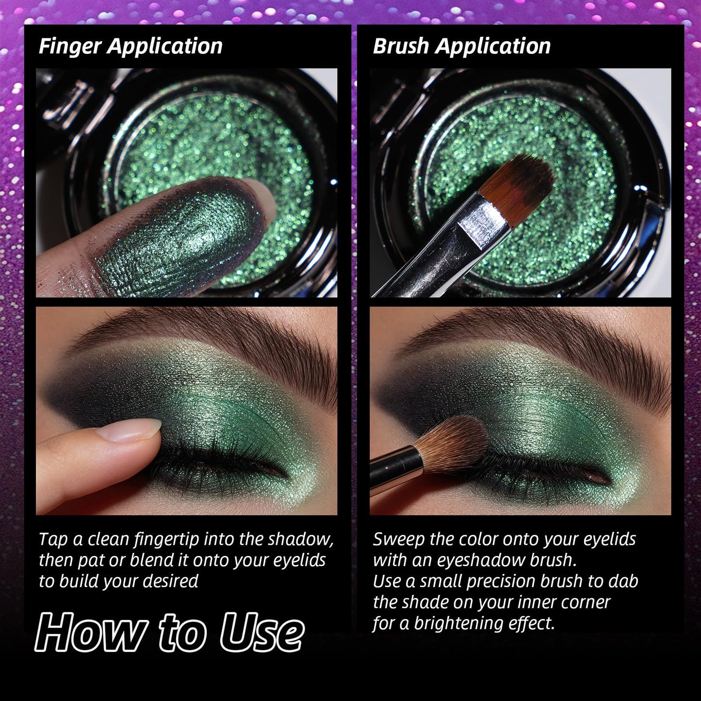 U-Shinein Holographic Duochrome Glitter Eyeshadow Palette, Chameleon Chrome Single Eyeshadow, Champagne to Pink-Green Iridescent Sparkle Eye Brightener Makeup 02 Champagne Green-Pink