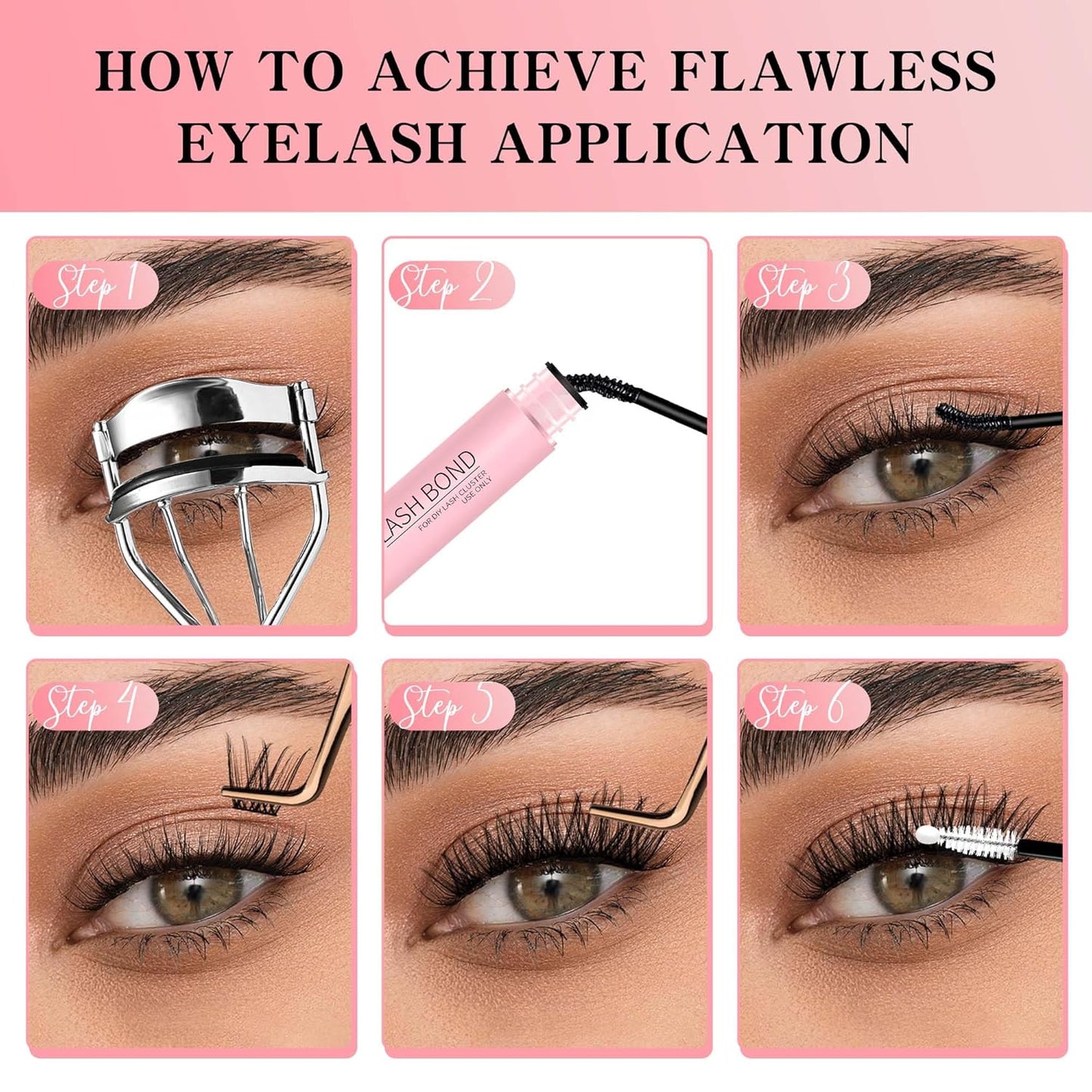 Lash Bond and Seal - Waterproof 2 in 1 Cluster Lash Glue for Eyelash Extensions | Long-Lasting Hold, 5ml+5ml