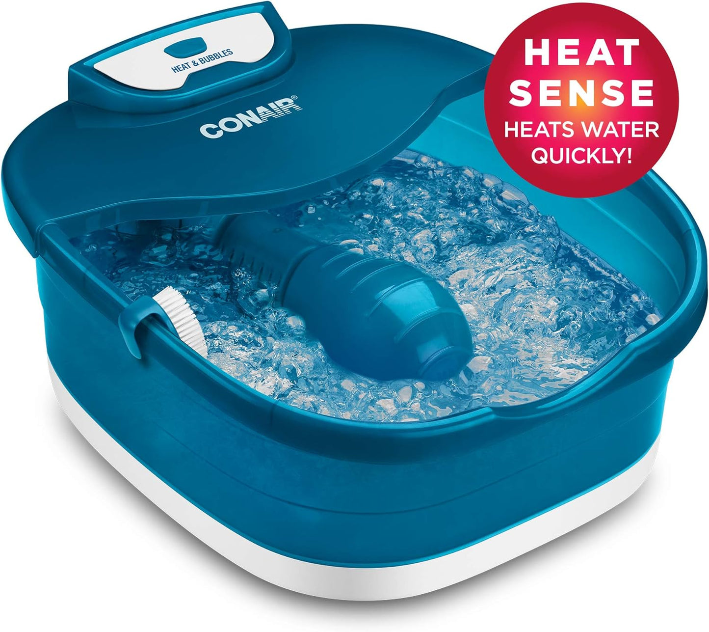 Conair Pedicure Foot Spa Bath - 104°F Heat, Massaging Rollers & Soothing Bubbles | Pumice Stone & Nail Brush Included