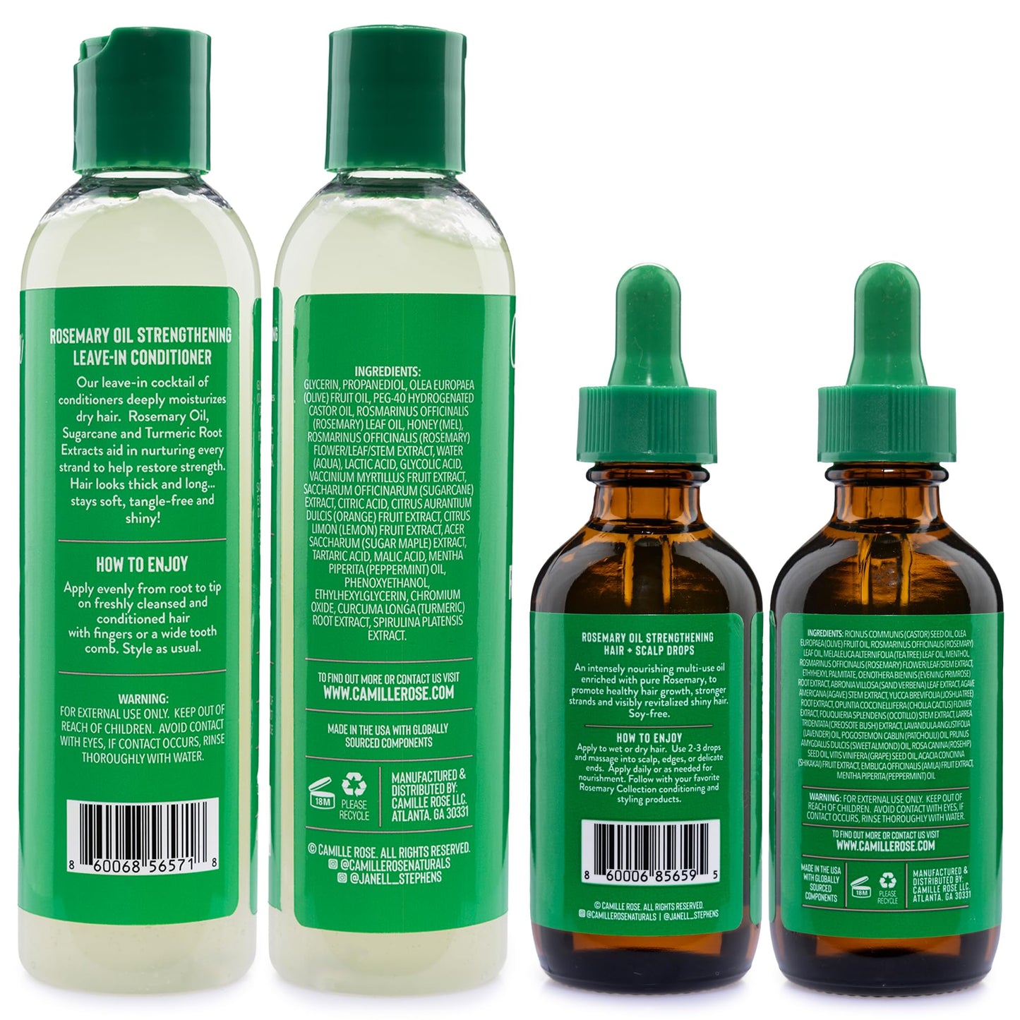 Camille Rose Rosemary Leave-In Conditioner + Hair & Scalp Drops for Strengthening, Detangling, Dry Scalp Moisture