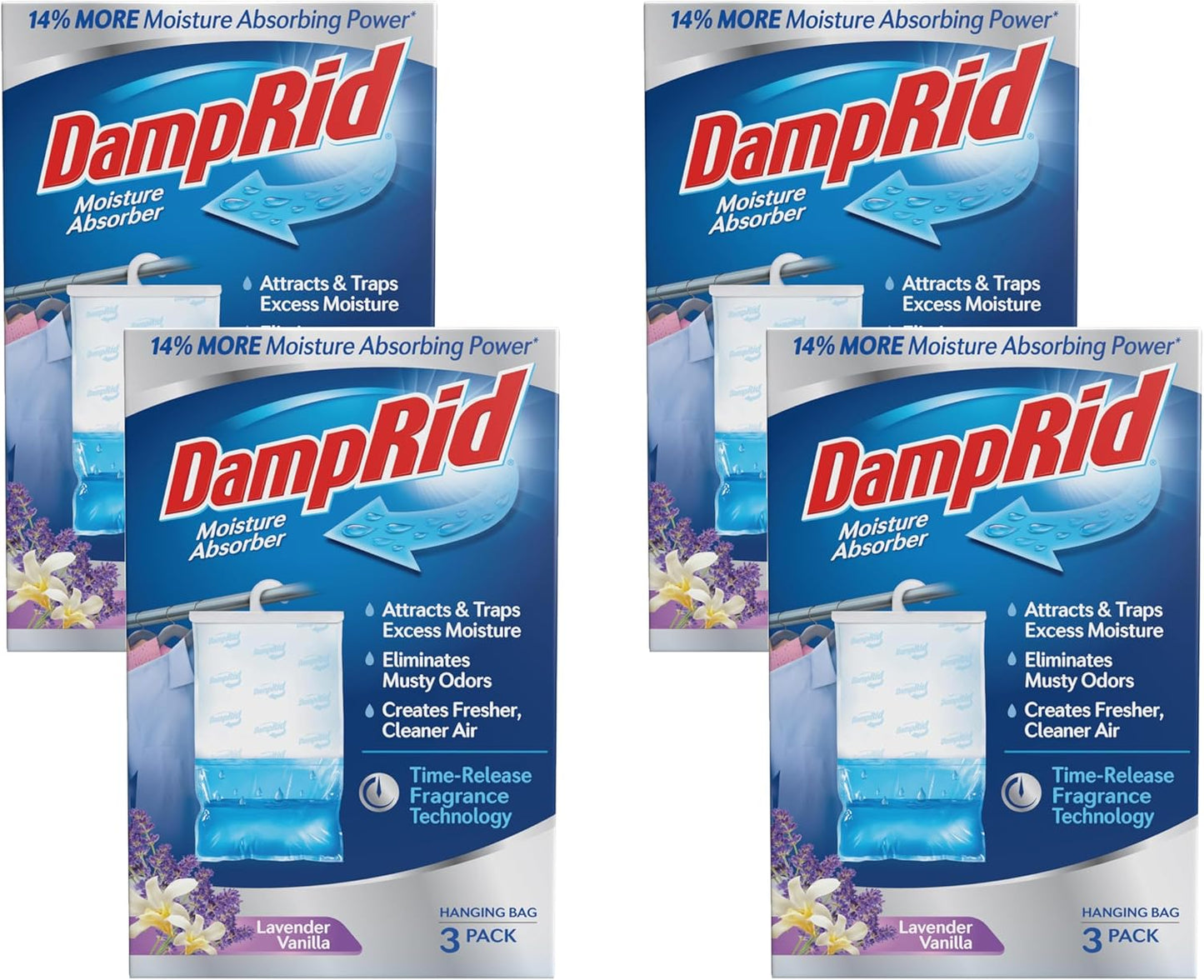DampRid Fragrance-Free Hanging Moisture Absorber | 16 oz. 3-Pack - Eliminates Musty Odors, Ideal for Closets