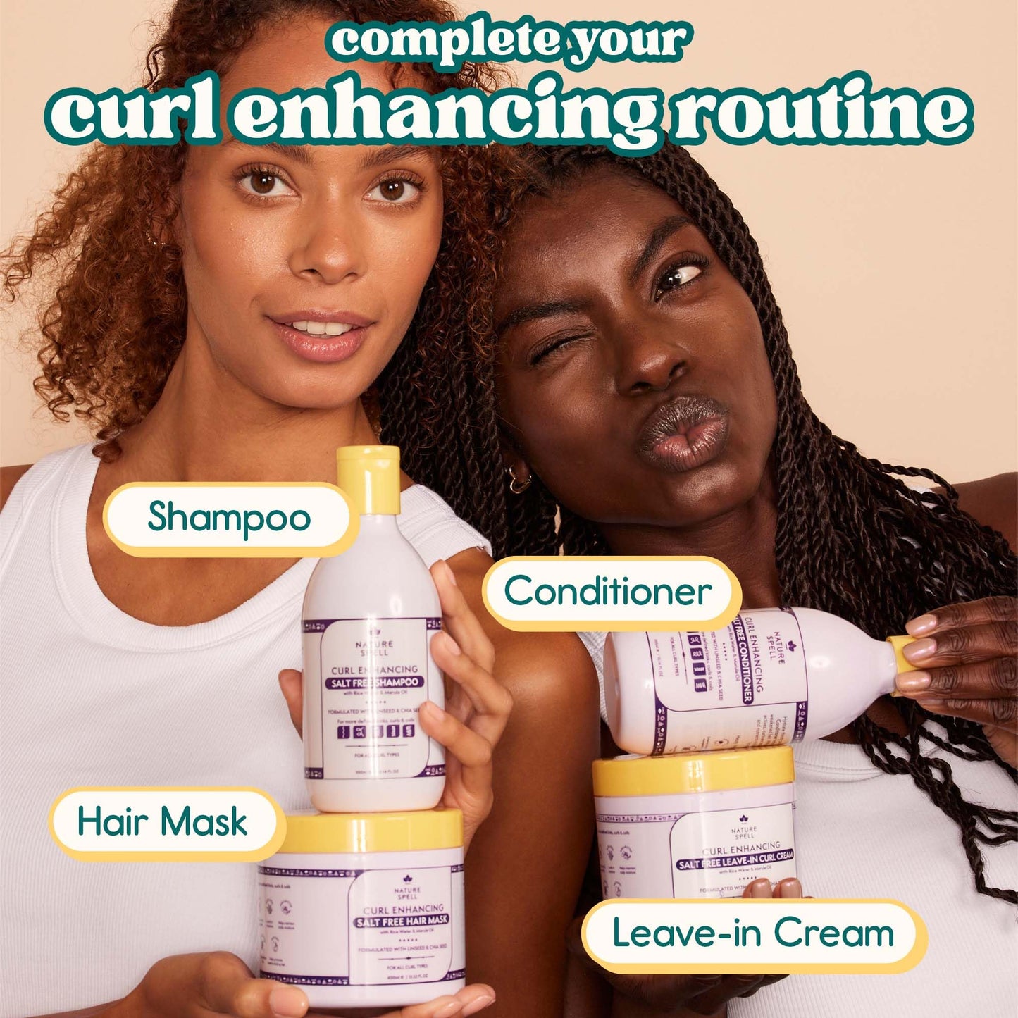 Nature Spell Curl Enhancing Leave-In Cream, Heat Protectant, 13.52 fl oz