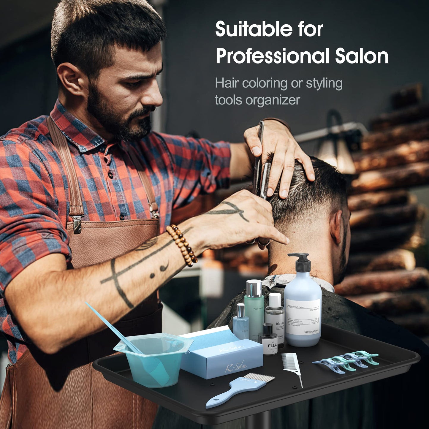 Premium Aluminum Instrument Salon Tray Tattoo Rolling Tray Station