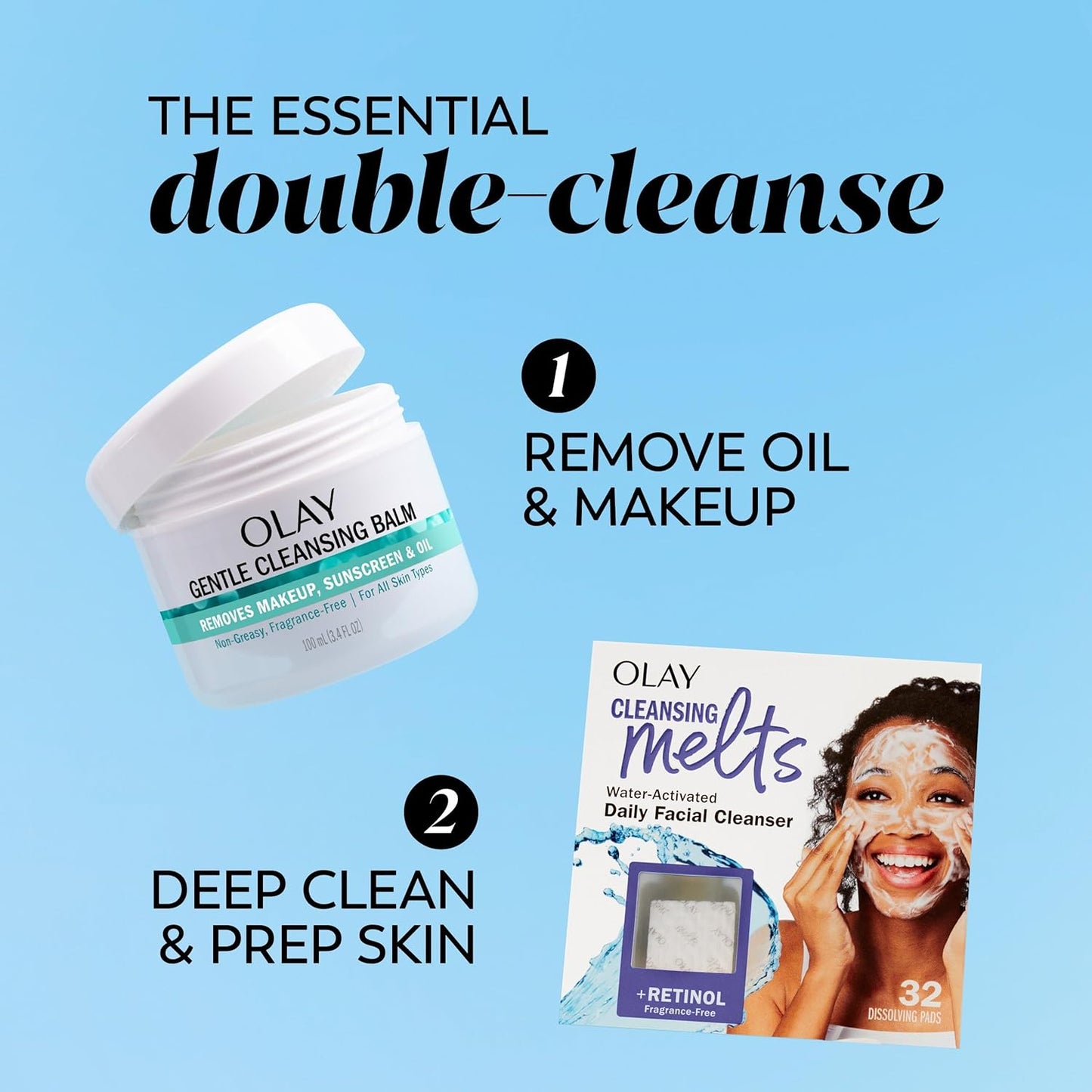 Olay Gentle Cleansing Balm - Fragrance-Free Makeup Remover | Hydrating Face Cleanser, 3.4 fl oz