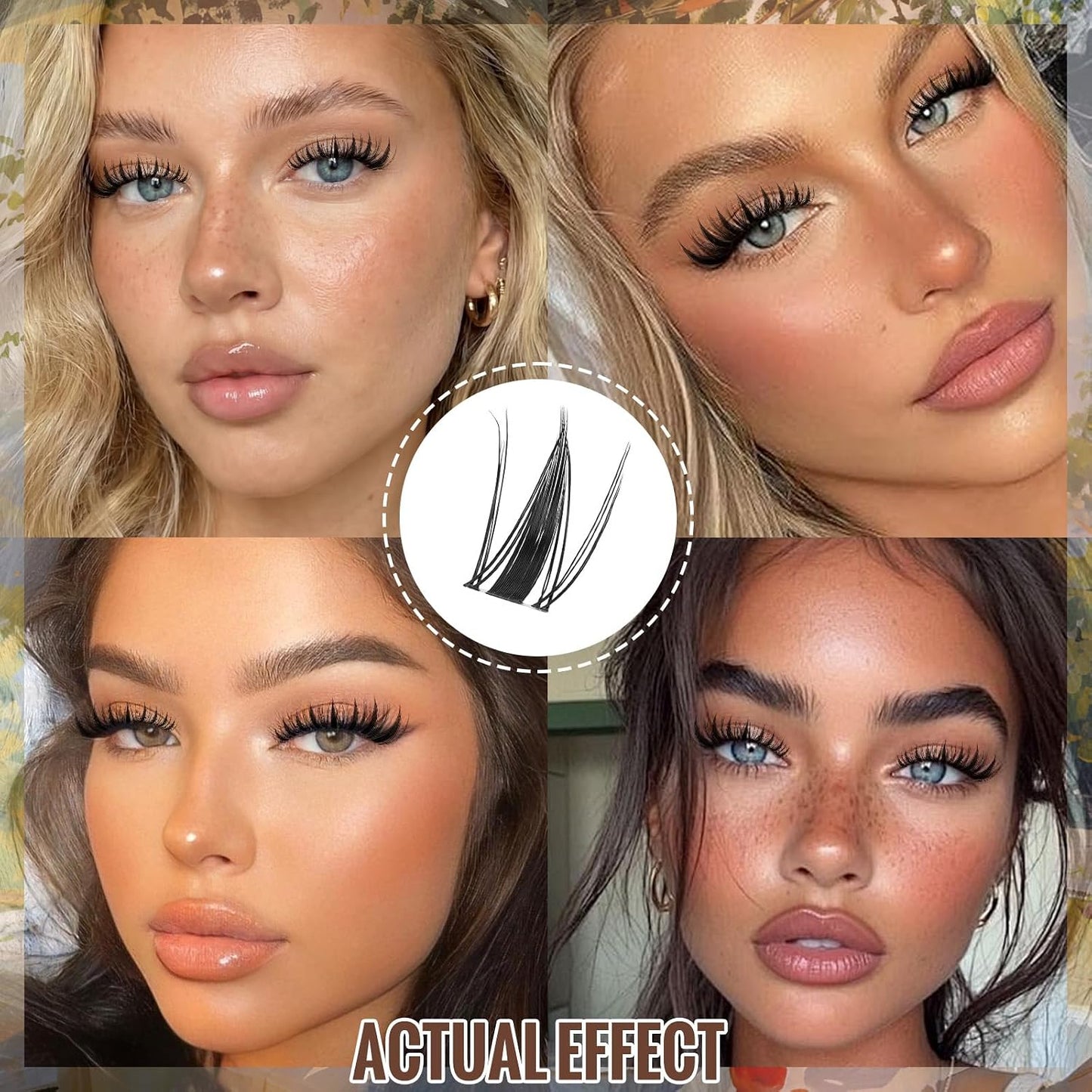 Fairy Lash Clusters Kit - Natural Invisible Band Manga Lashes | Eyelash Applicator & Bond for Beginners (Fairy-8-18mix)
