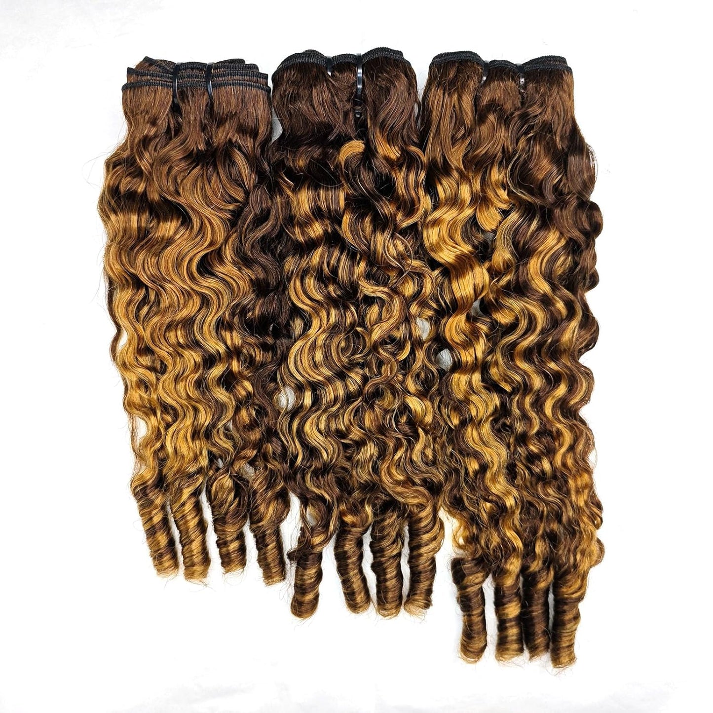 Curly Human Hair Bundles - 16, 18, 20 Inches | Water Wave Burmese Curly Weave for Women, Natural Black