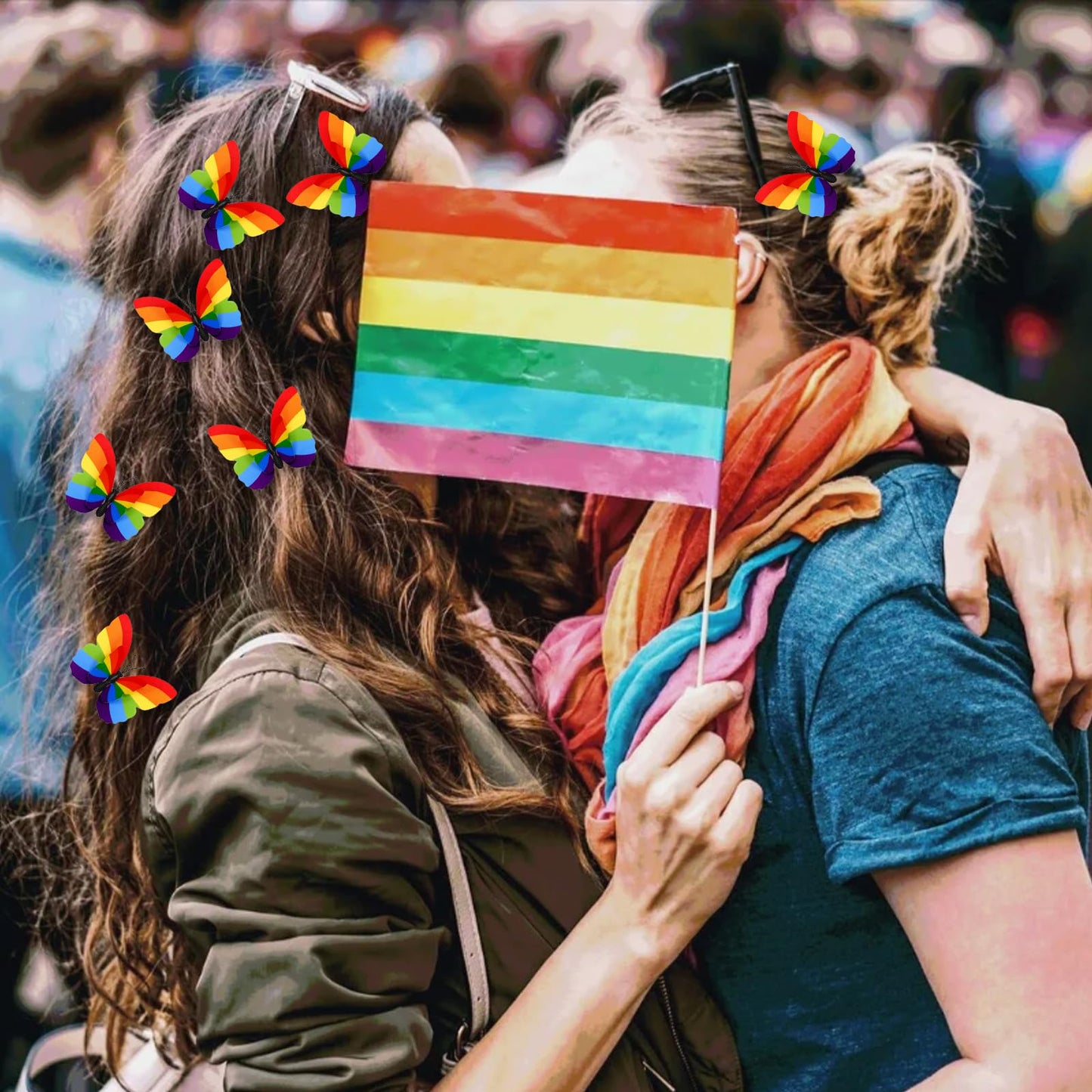 14 Pcs Gay Pride Day Rainbow Butterfly Hair Clip, LGBT Rainbow Butterfly Clips for Women Girls Gay Party Parades Celebrations Hair Decoration